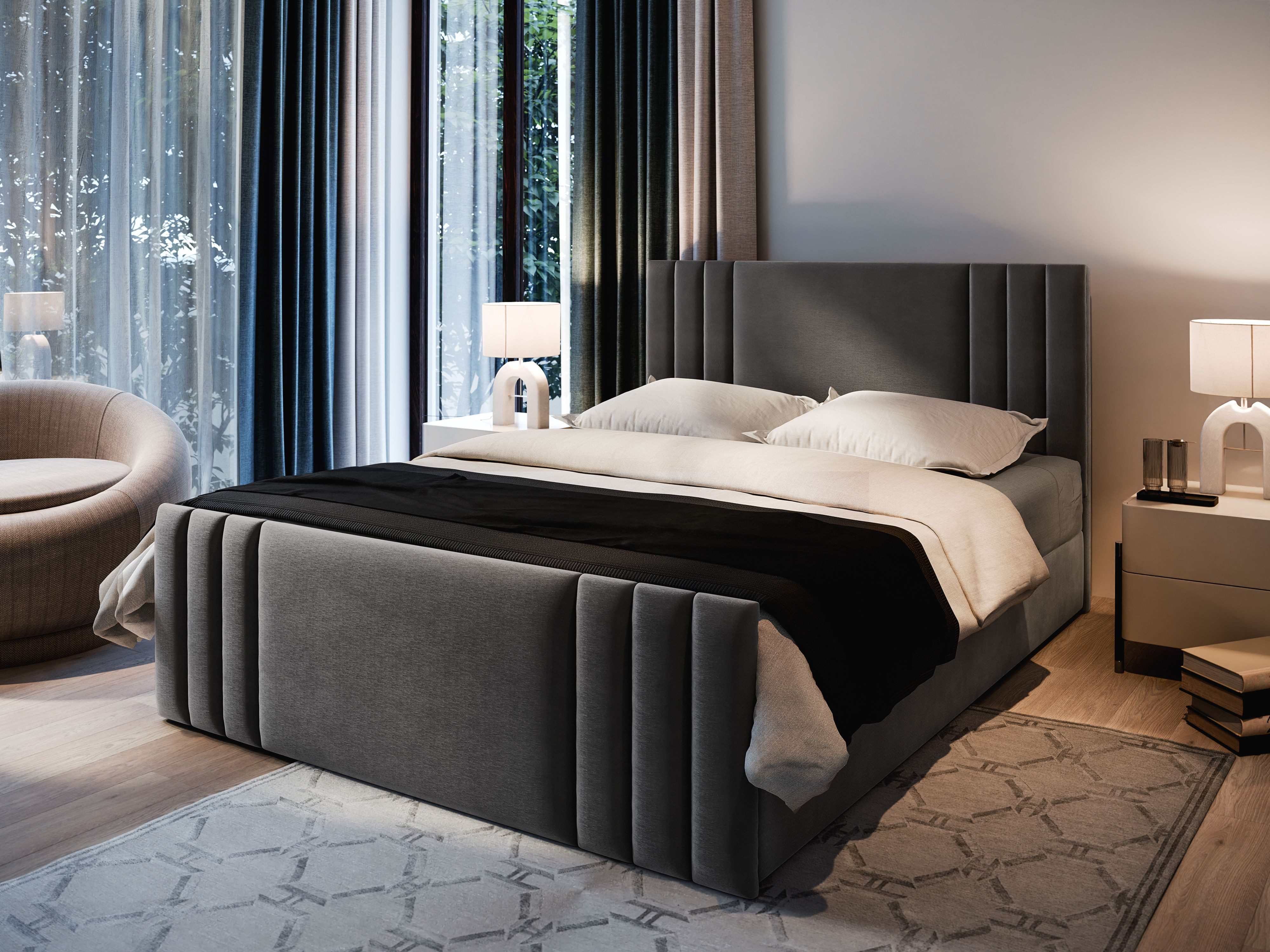 Masseno Boxbett KANES 180x200 cm mit Bonell Matratze und Topper günstig online kaufen