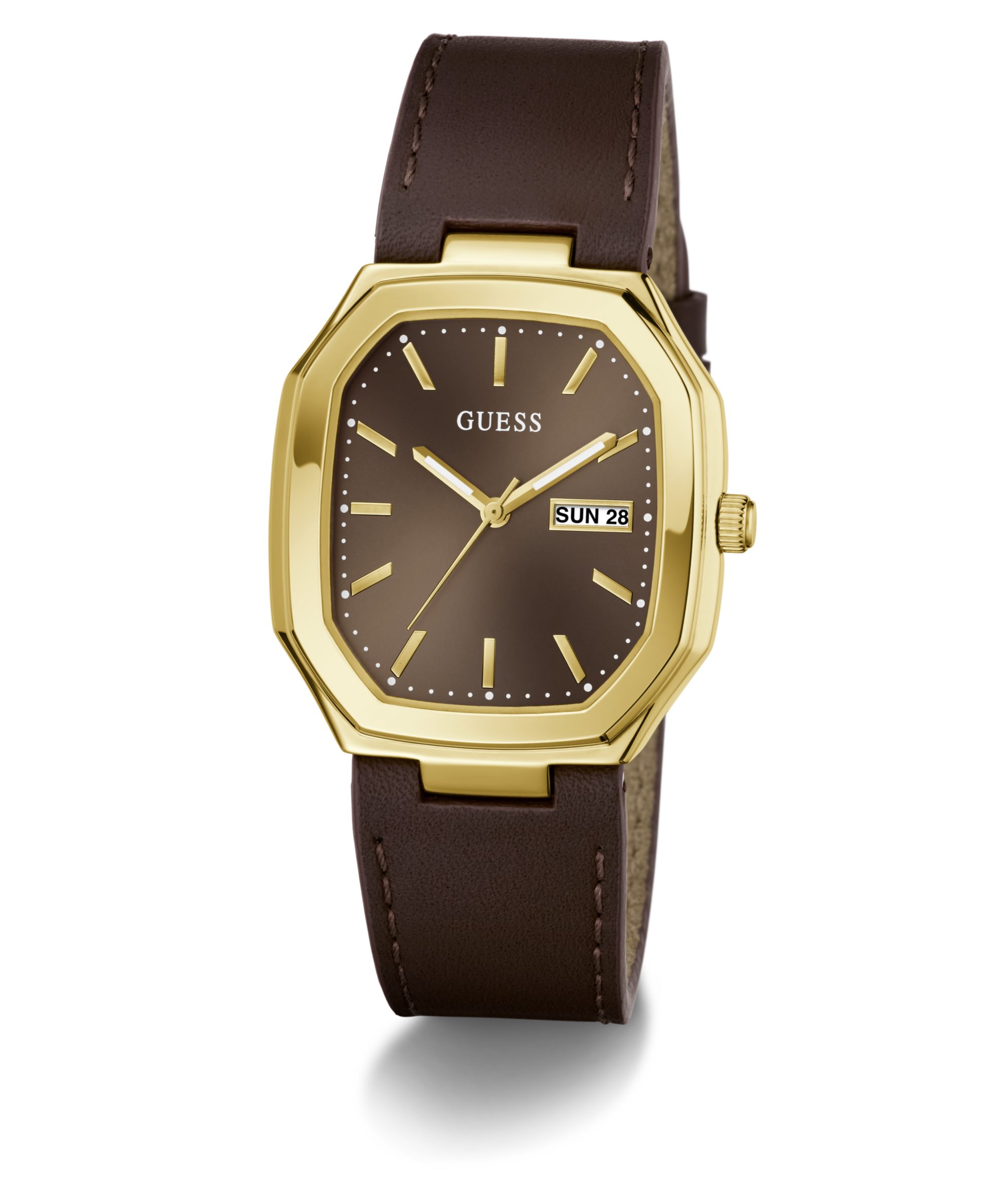 Guess Quarzuhr OLIVER GW1126G2, Armbanduhr, Herrenuhr, Lederarmband, analog, Tag, Wochentag
