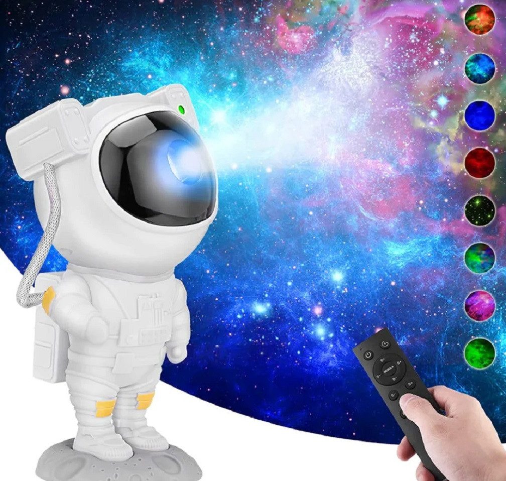 2Pace Projektionslampe Astronauten-Projektor Nachtlicht mit Sternenhimmel und Nebula-Effekte, LED fest integriert