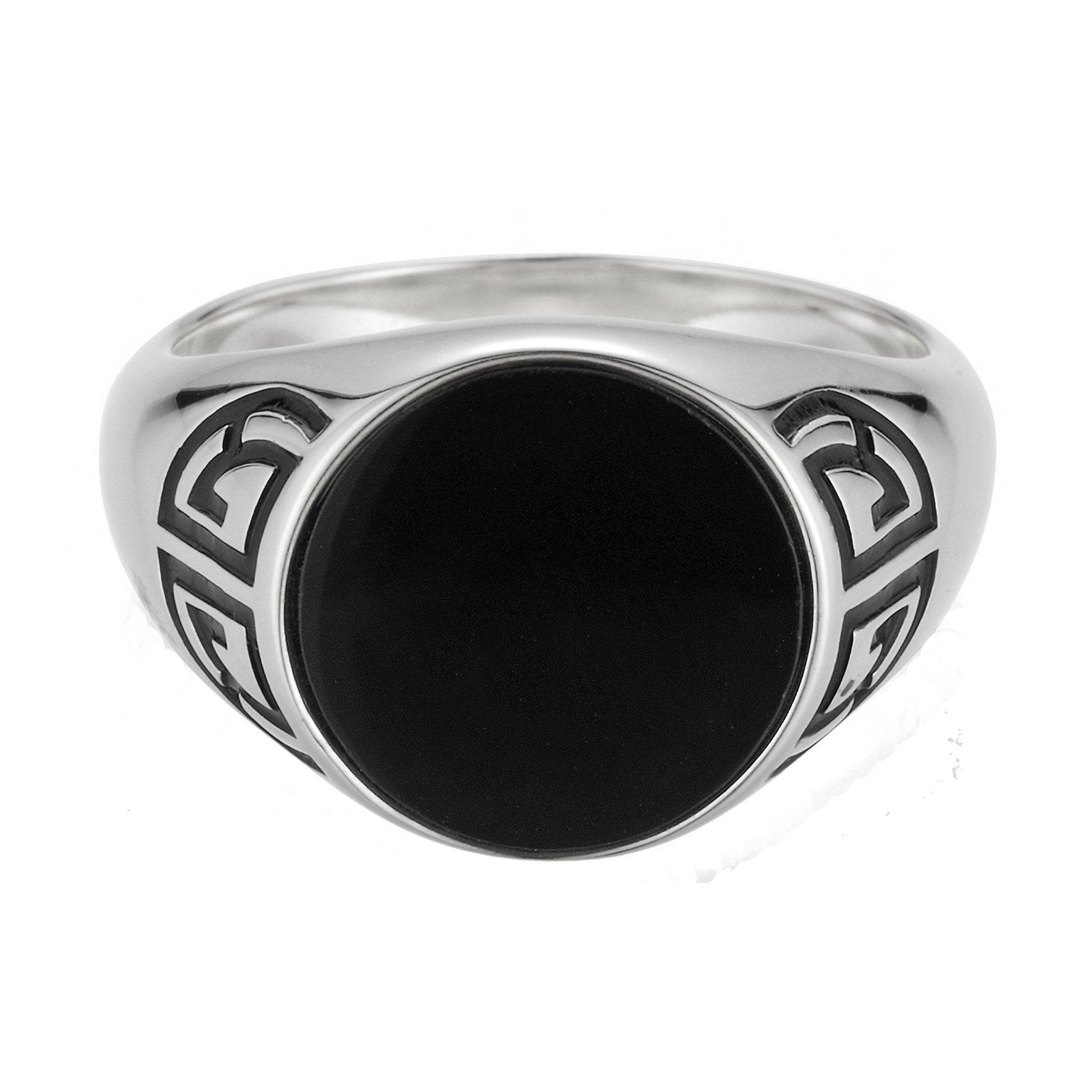 Motiv Silber Fingerring CAÏ rhodiniert 925 Onyx Asien