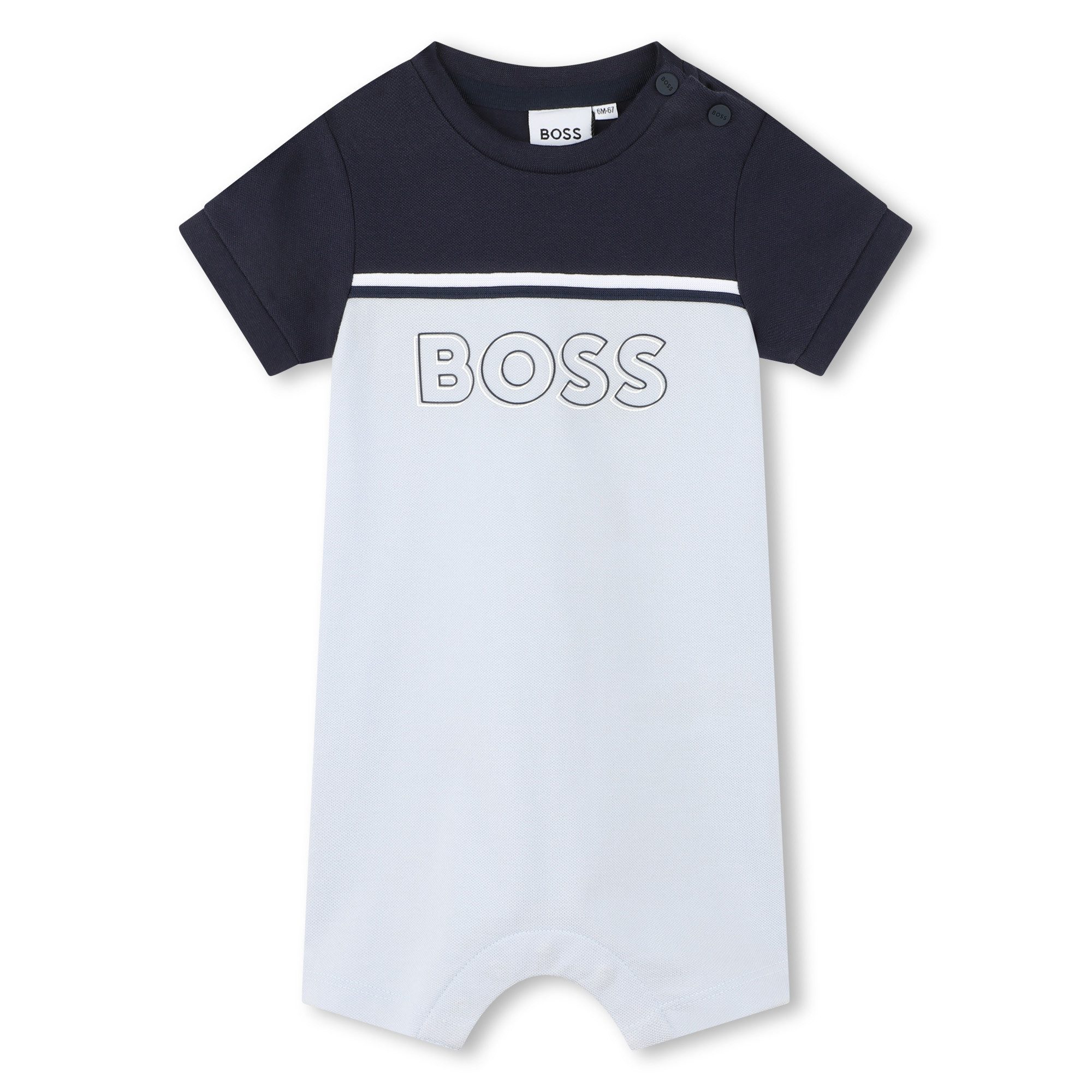 BOSS Strampler BOSS Baby Playsuit himmelblau mit Logo, kurz, 3-12 Monate