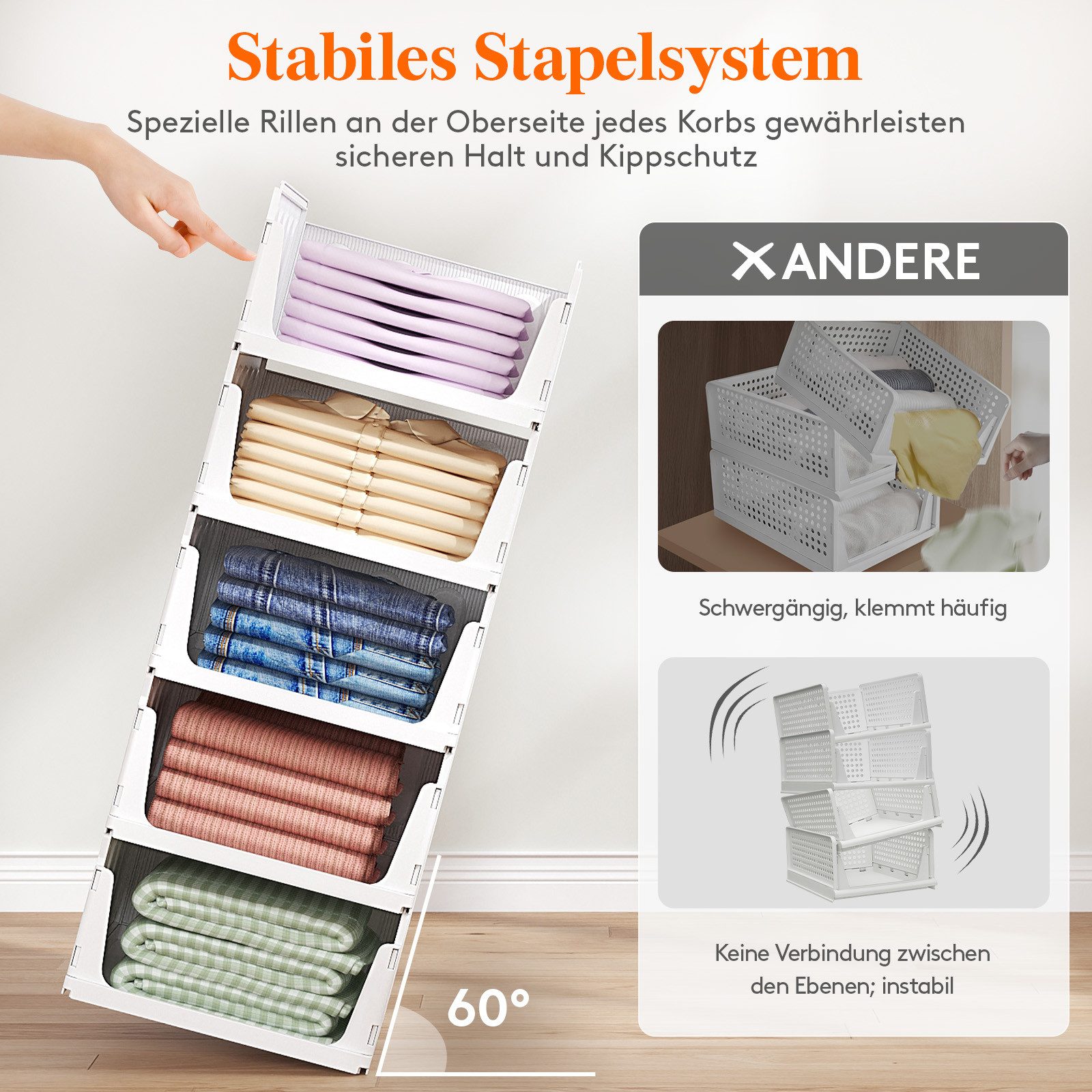 Lifewit Aufbewahrungsbox Organizer Schrank-Organizer Kleiderschrank faltbare Aufbewahrungsbox – Bild 4 von 5