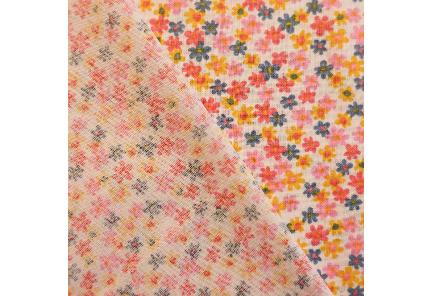 Thumbnail - maDDma Stoff Baumwoll-Stoff bunte Blumenwiese ab 1x1,45m Popeline Sommerstoff, 012 - bunte Blüten