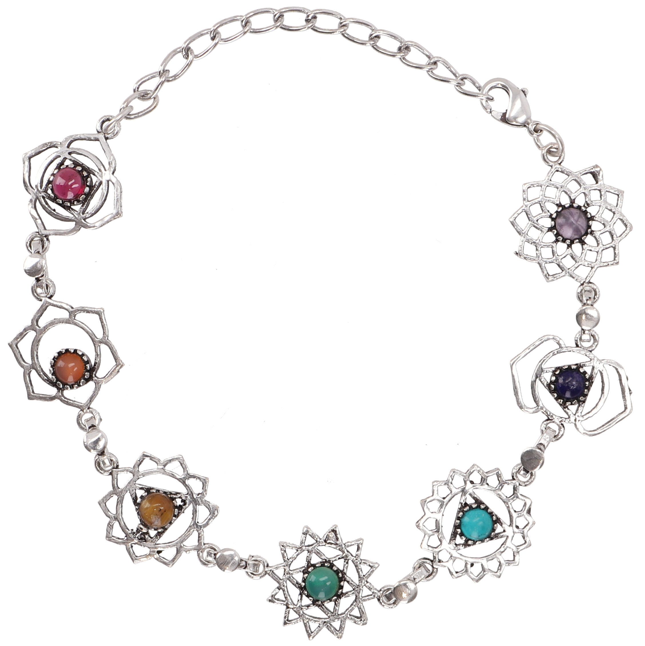Armreif Chakra Armband Tribal mit Halbedelsteinen -..