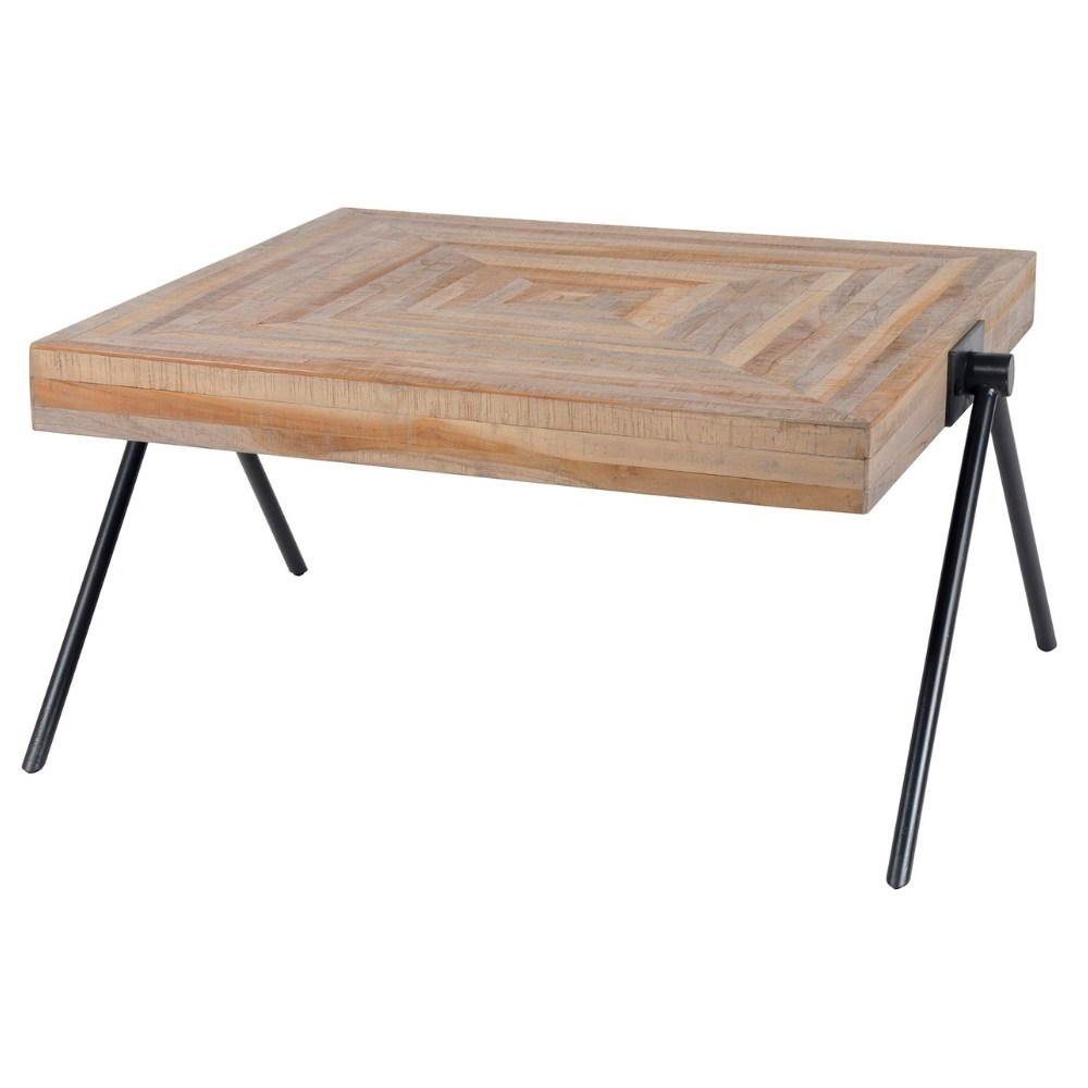 Schwarz-matt Natur-dunkel Sagara Möbel und in RINGO-Living Beistelltisch Couchtisch Massivholz 800mm,