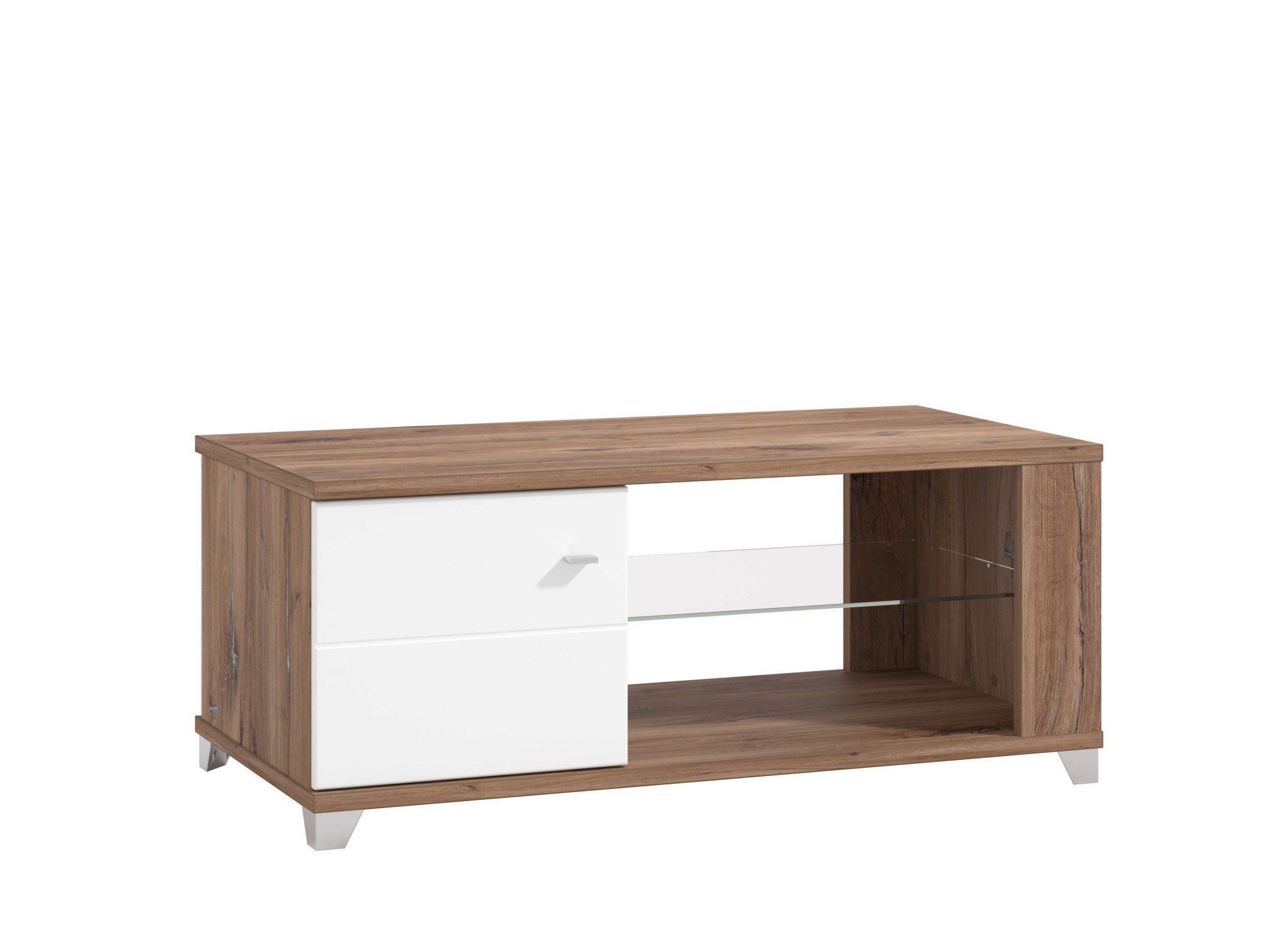 INOSIGN Couchtisch Burgundy120 cm, rechteckig, in zeitloser Design, mit viel Stauraum, Flagstaf Eiche Dekor mit Segmenten in Weiß
