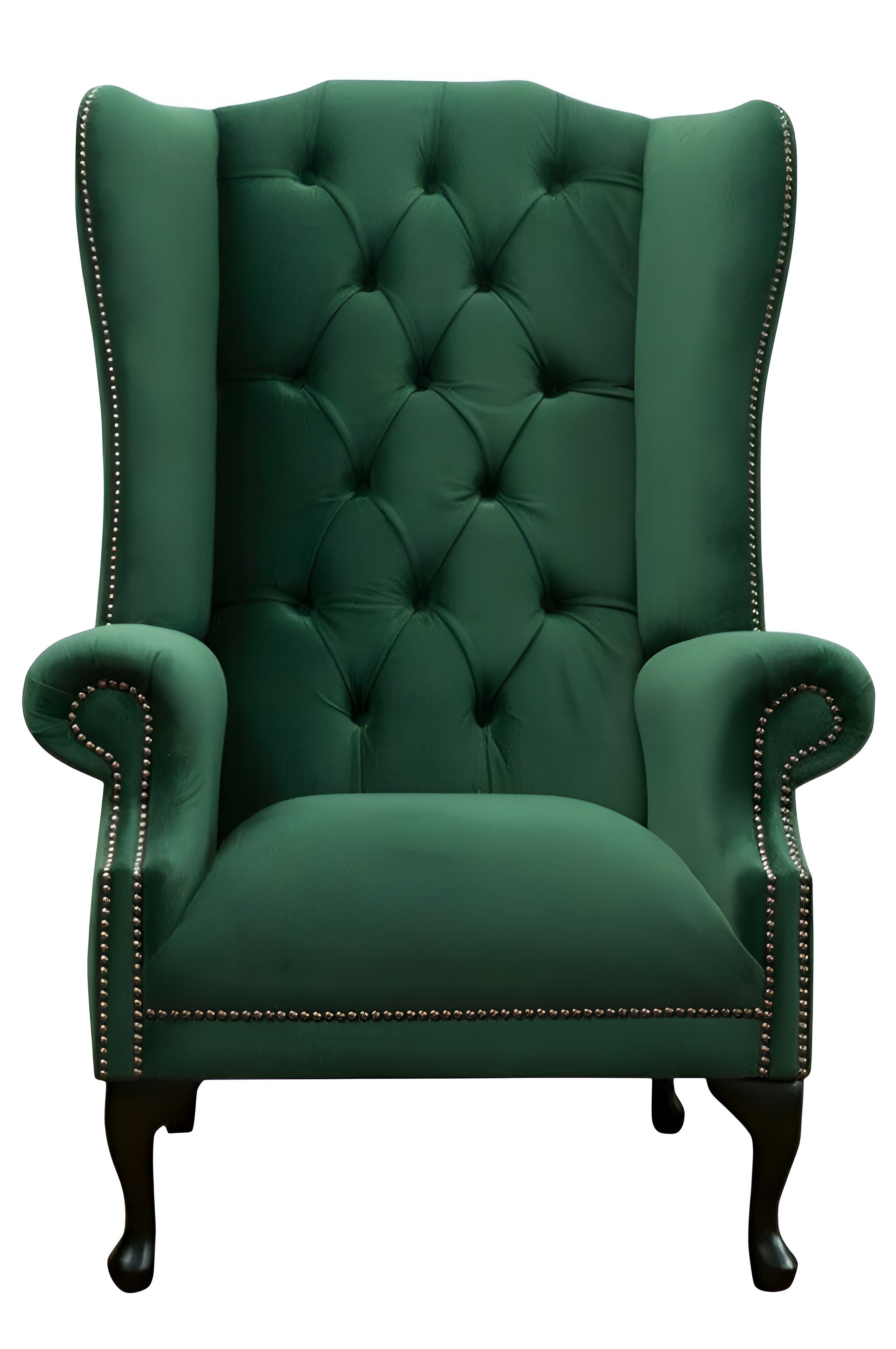 JVmoebel Ohrensessel Eleganter Chesterfield-Sessel aus Samtvelours in Grün, Made in Europa