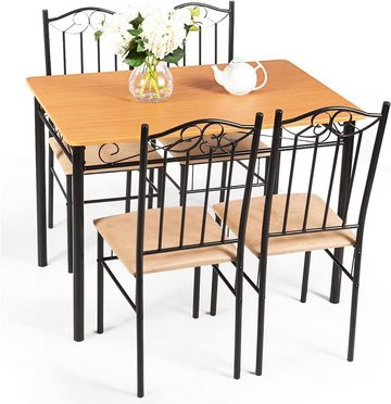 KOMFOTTEU Sitzgruppe Esstisch mit 4 gepolsterten Stühlen, für Küche, Wohnzimmer