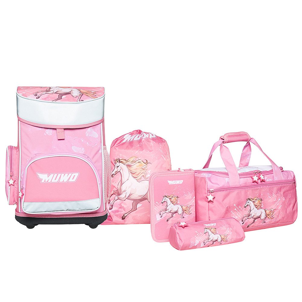 MUWO Schulranzen Kinder Schulranzen Set 5-tlg. verschiedene Motive