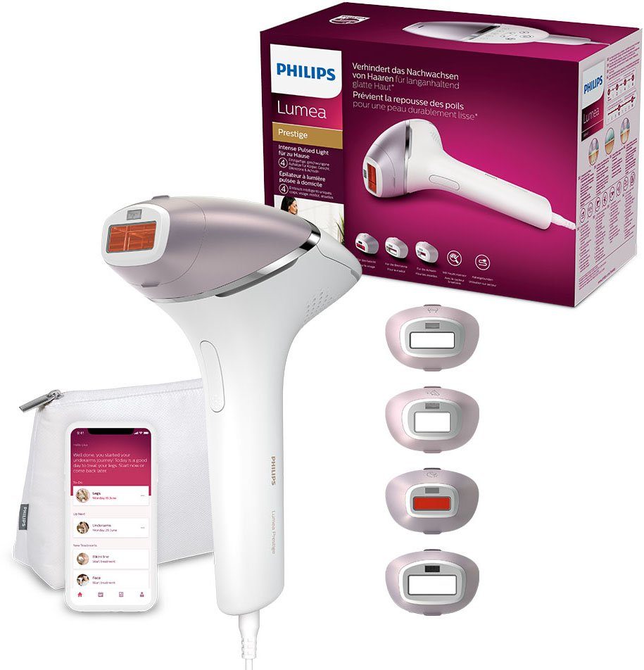 PHILIPS IPL-Haarentferner Lumea S8000 BRI947/00 450.000 Lichtimpulse, 4 Aufsätze (Achseln, Bikinizone, Körper und Gesicht) mehr