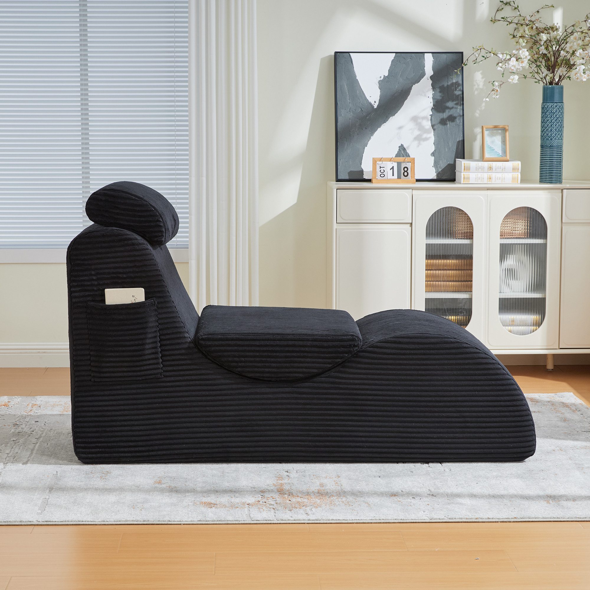 OKWISH Loungesessel Polsterstuhl Relaxsessel (Hoch Elastischem Kompressionsschaum, Abnehmbarer Sitzauflage und Seitentasche)