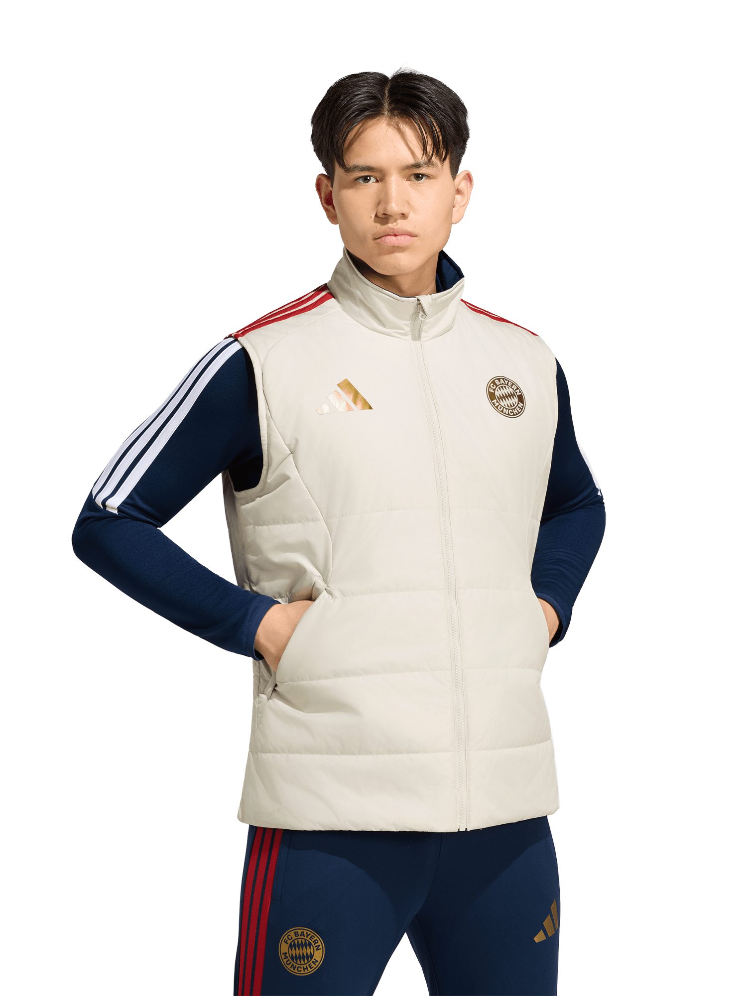 adidas Performance Longweste FC Bayern München, Wendeweste Teamline, Herren, Off white