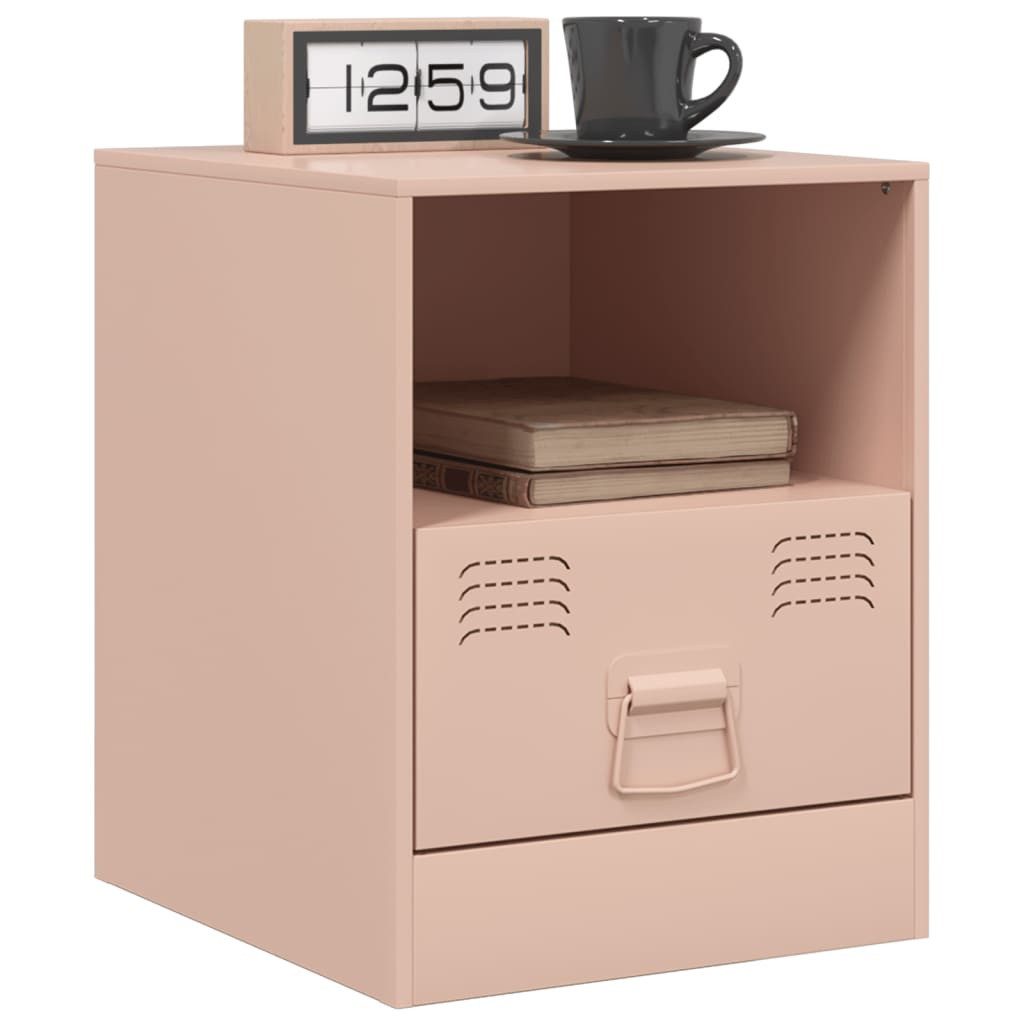 vidaXL Nachttisch Nachttische 2 Stk. Rosa 34,5x39x44 cm Stahl (2-St)