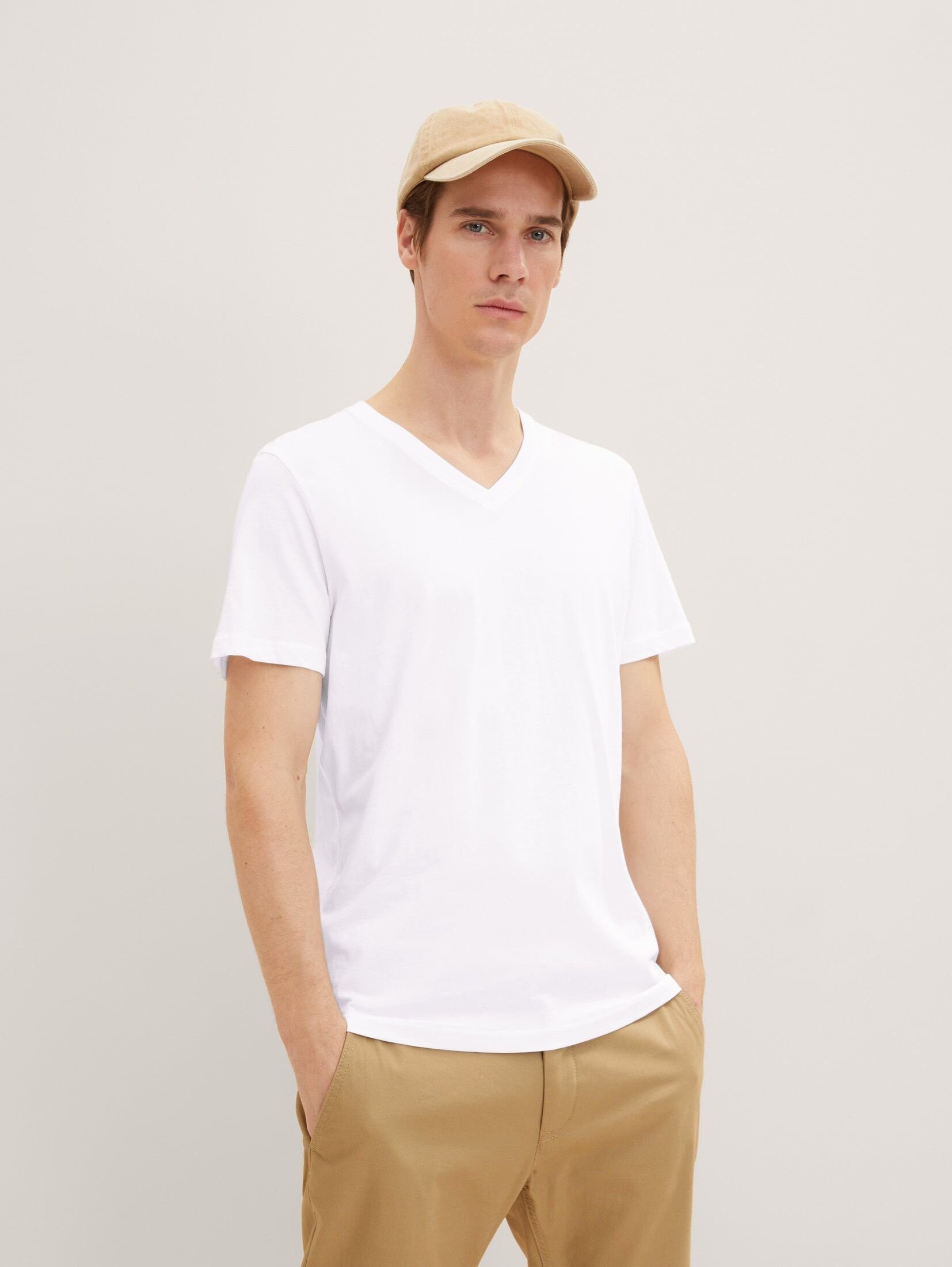 Basic T-Shirts T-Shirt Viererpack im White TOM TAILOR