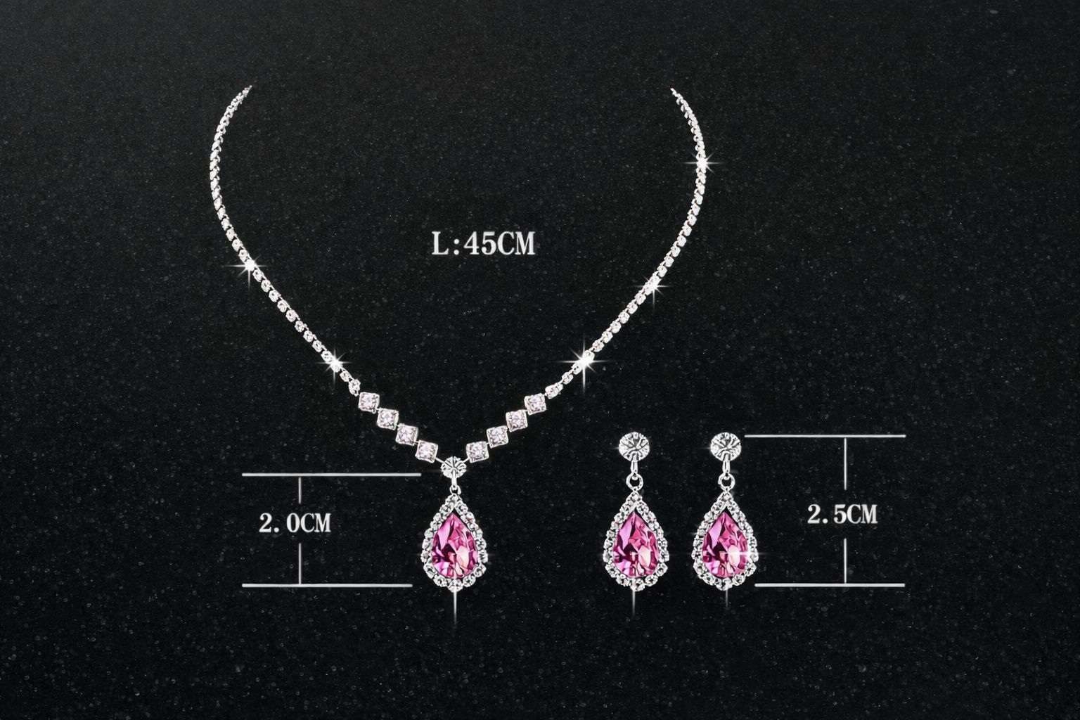 Taffstyle Schmuckset Elegantes Schmuck Set Halskette & Ohrringe Tropfen Design mit Zirkonia (Funkelndes Set aus Kette und Ohrringen mit glitzernden Zirkonia-Steinen – perfekt für Abendmode und besondere Anlässe), mit Zirkonia