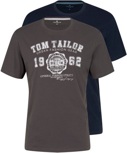 TOM TAILOR T-Shirt (Set, 2er-Pack) mit Logoprint