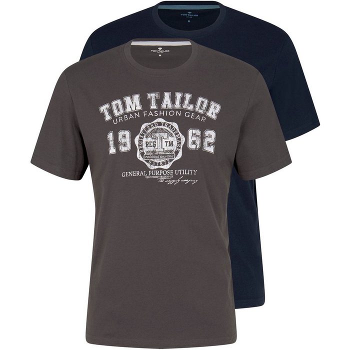 TOM TAILOR T-Shirt (Set 2er-Pack) mit Logoprint