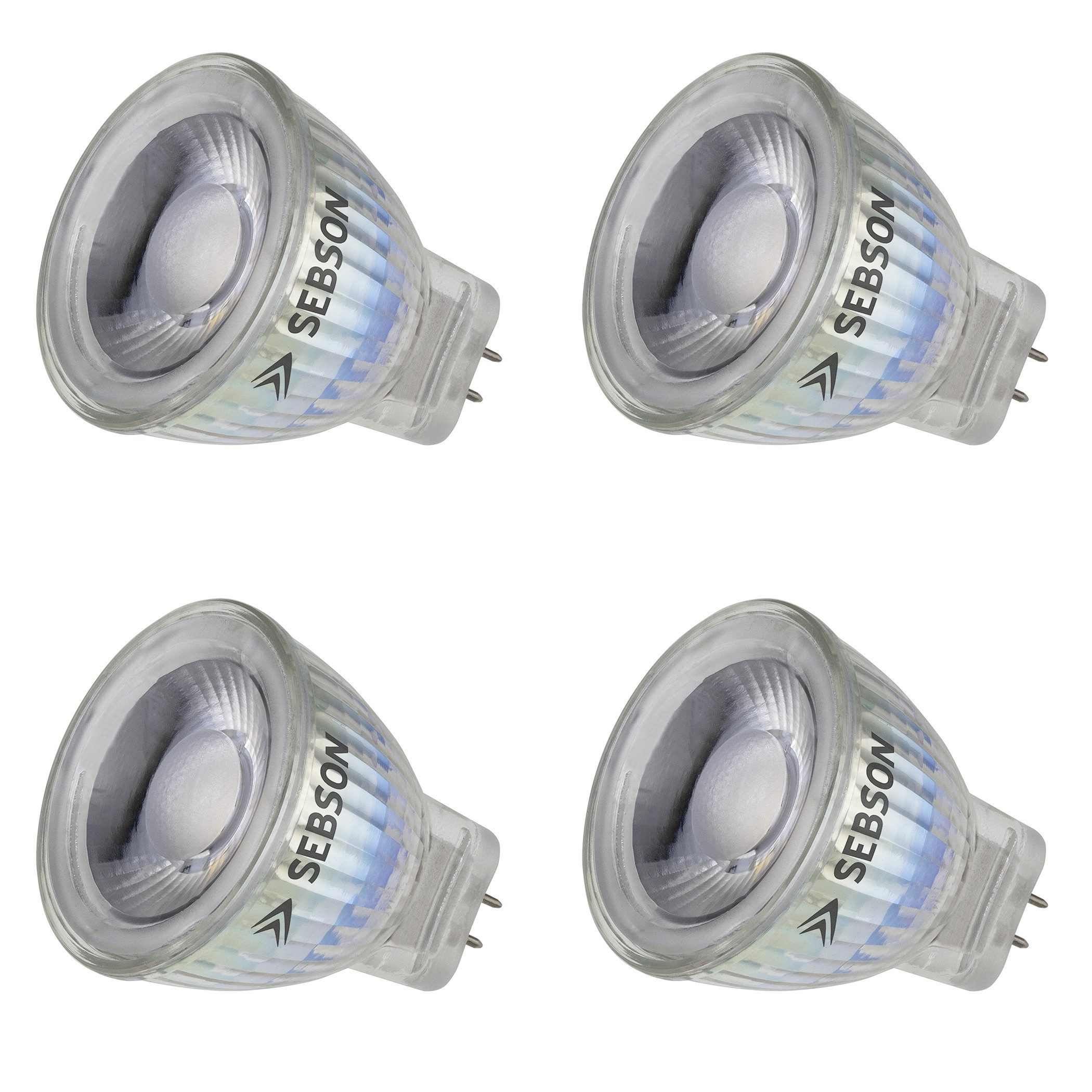 SEBSON LED-Leuchtmittel LED Lampe GU4/ MR11 warmweiß 3W Spotlight 12V ø35x40mm - 4er Pack, MR11, 4 St., Warmweiß, LED Strahler MR11 GU4, 15.000h Lebensdauer, warmweiß 3000K, Spot 36°