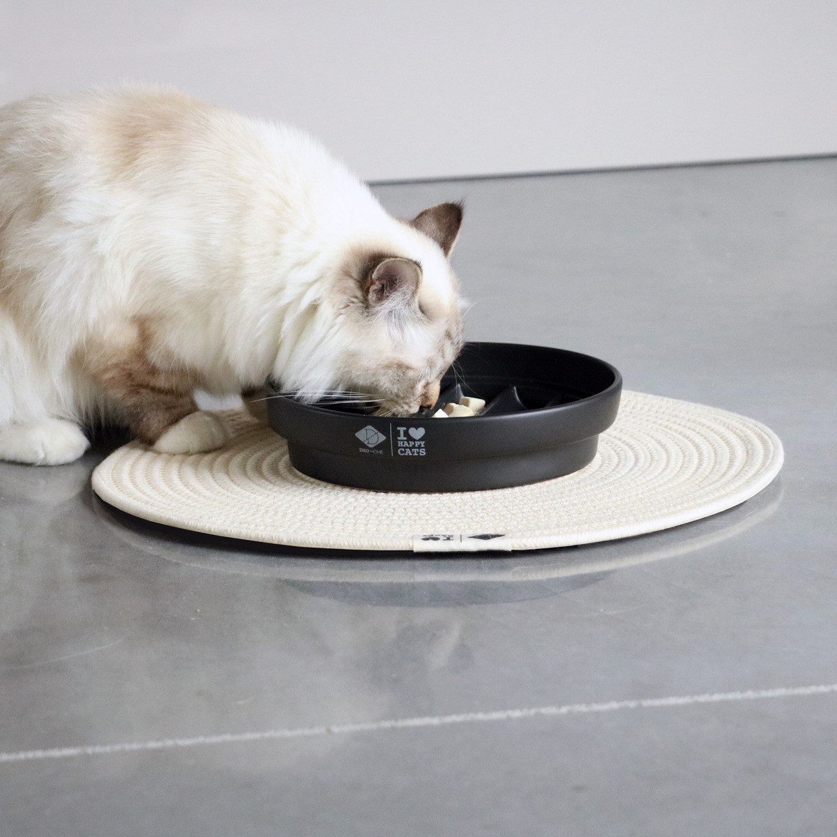 D&D Napfunterlage Platzdeckchen I Love Happy Cats "Jill" beige