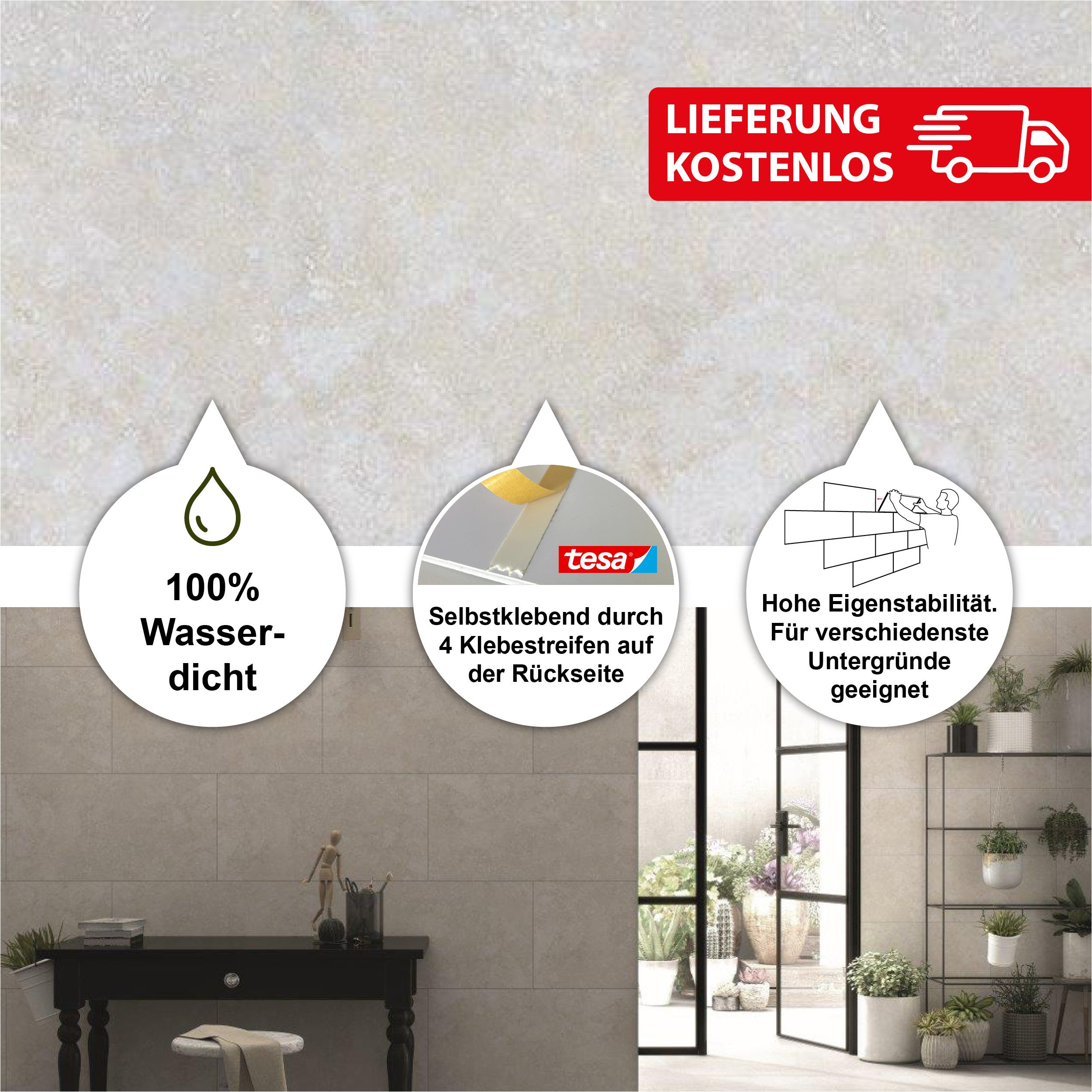 BARIDECOR Wandpaneel wasserfeste Wandfliese selbstklebend, BxL: 60x30 cm, 0,18 qm, (Packung mit 1,62 qm, Versandkostenfreie Lieferung) 9 Fliesen/Karton, inkl. K – Bild 2 von 5