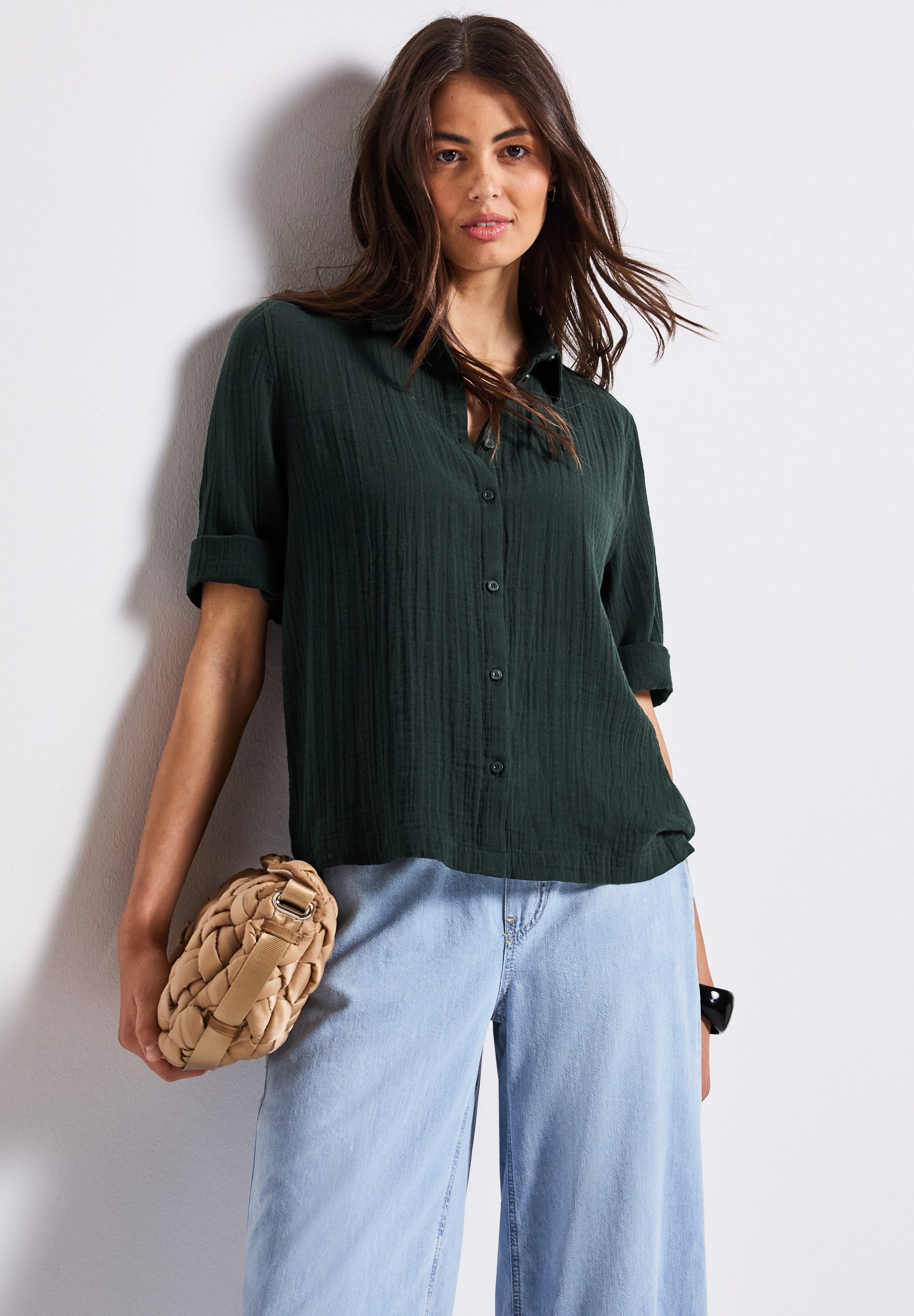 STREET ONE Hemdbluse im Musselin-Look günstig online kaufen
