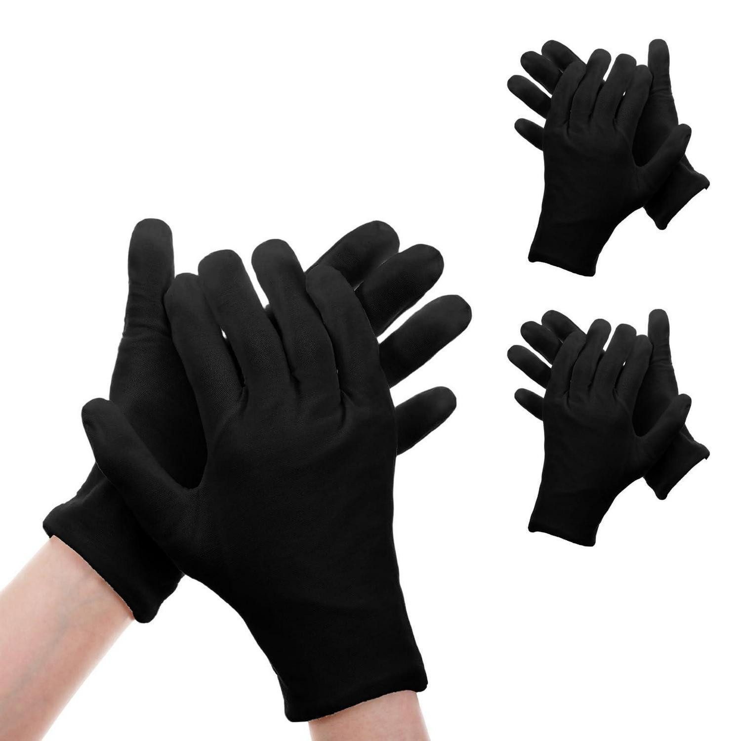 LuxusKollektion Handcreme Baumwollhandschuhe Schwarz 3 Paar
