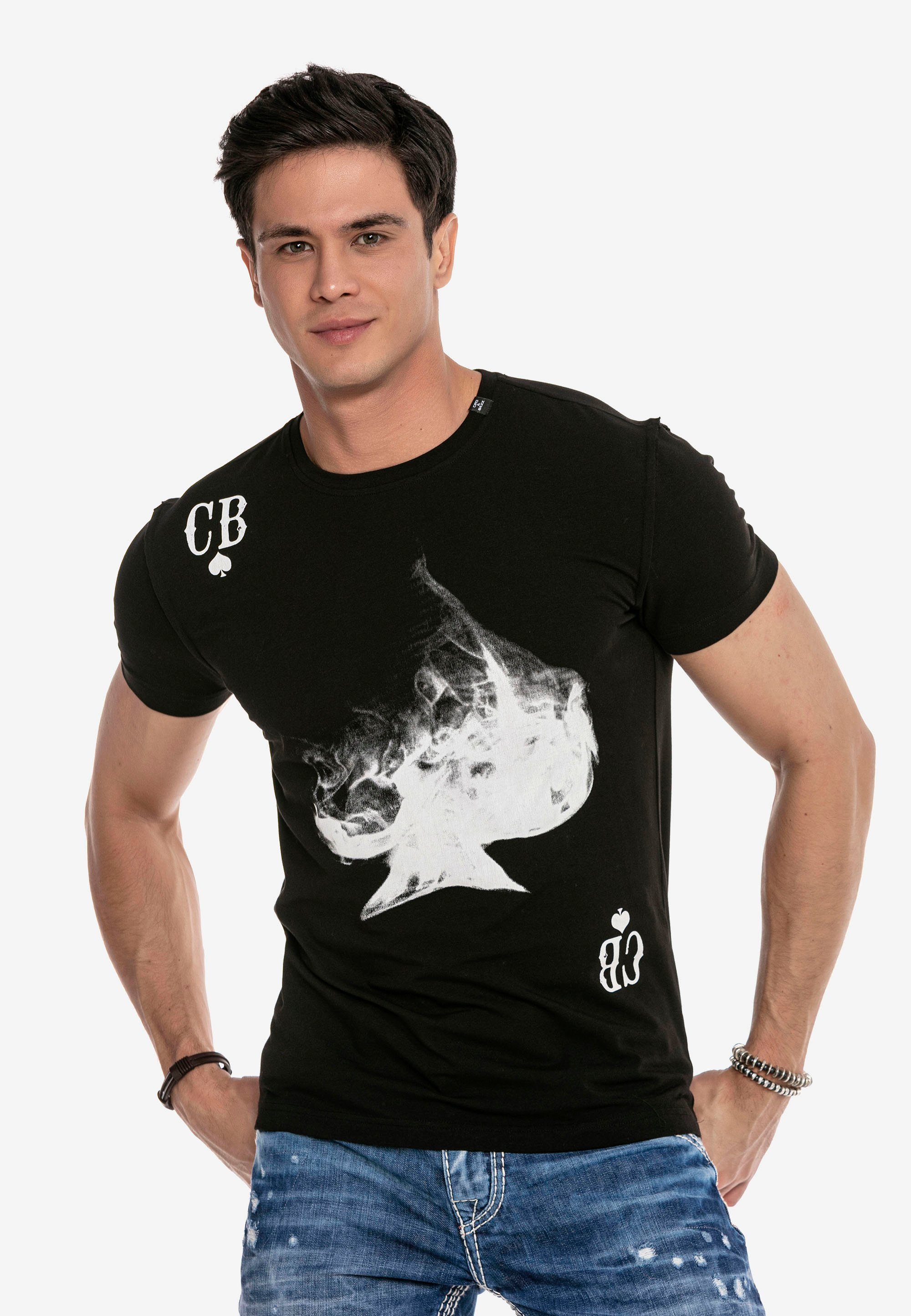 Cipo & Baxx T-Shirt mit trendigem Frontprint schwarz