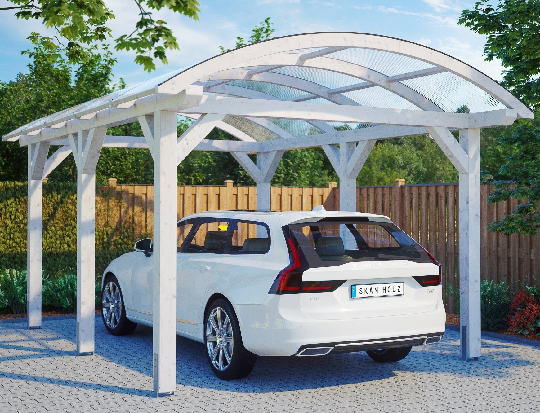 Skanholz Einzelcarport Franken, BxT: 376x541 cm, 220 cm Einfahrtshöhe