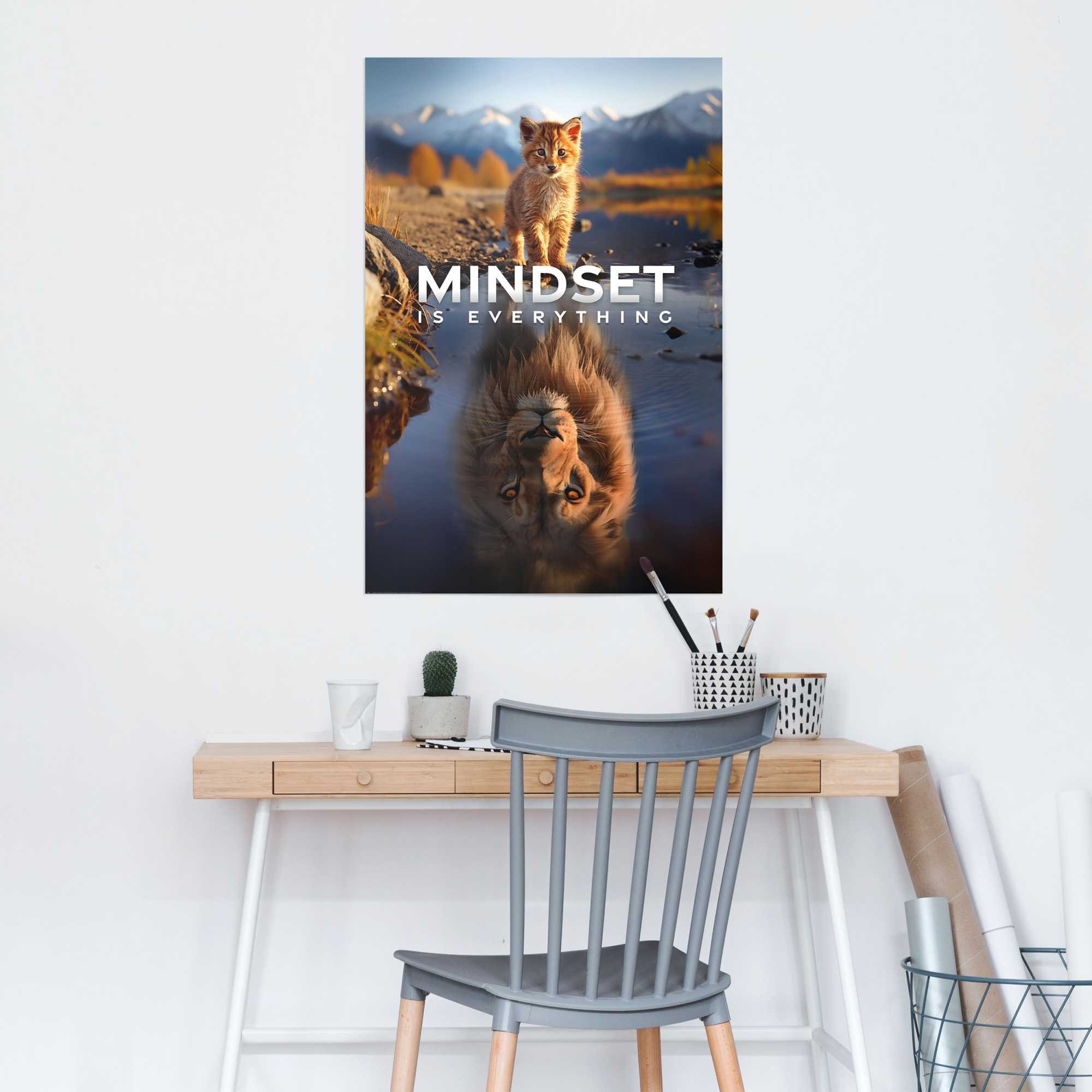 Reinders! Poster Mindset is Everything, Hobbyraum - Mehrfarbig - 150 gr. Papier - Tiere - 61x91,5 cm