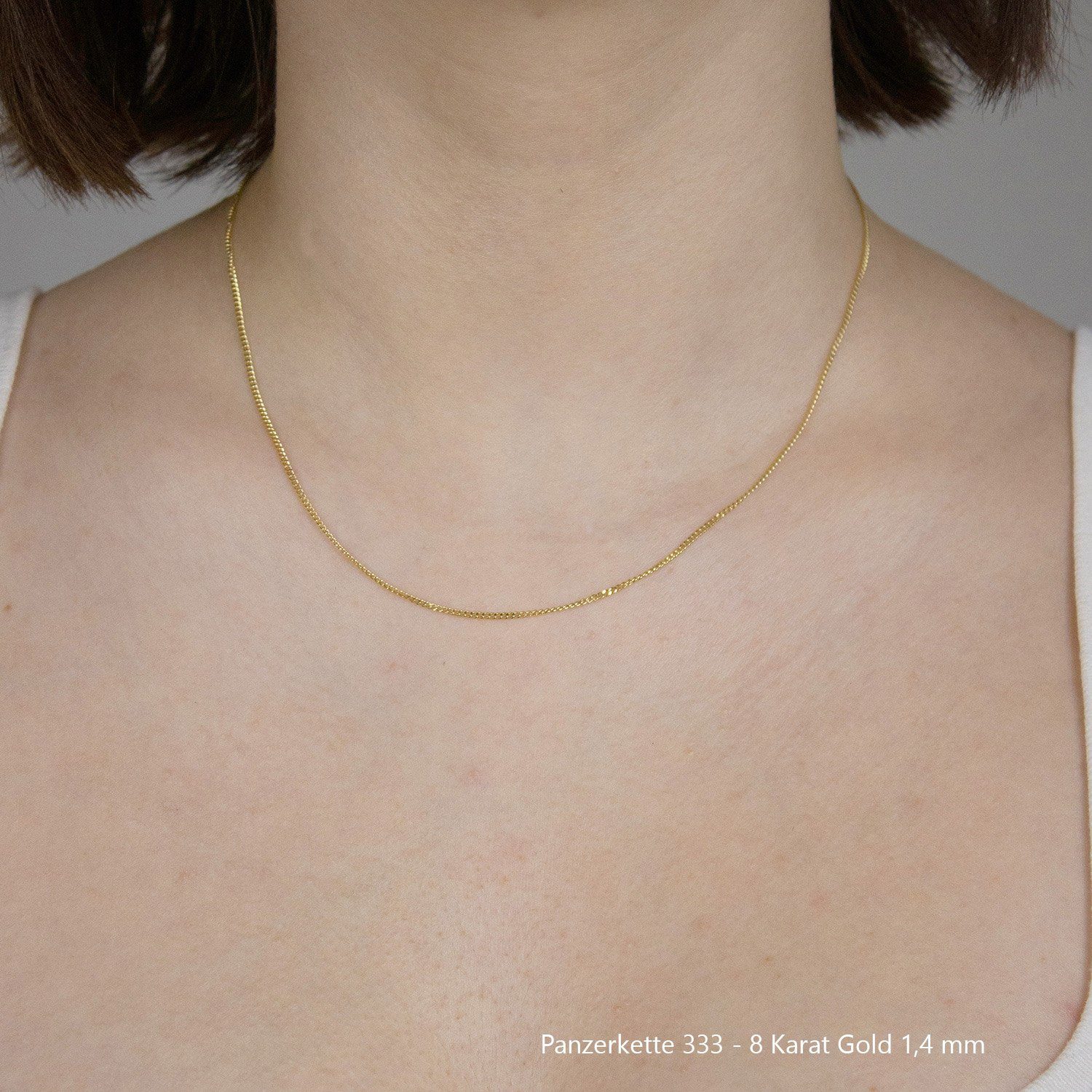 HOPLO Goldkette Goldkette Panzerkette Halskette Breite 1,4 mm 36 cm 333 - 8 Karat Gold, Made in Germany – Bild 3 von 4
