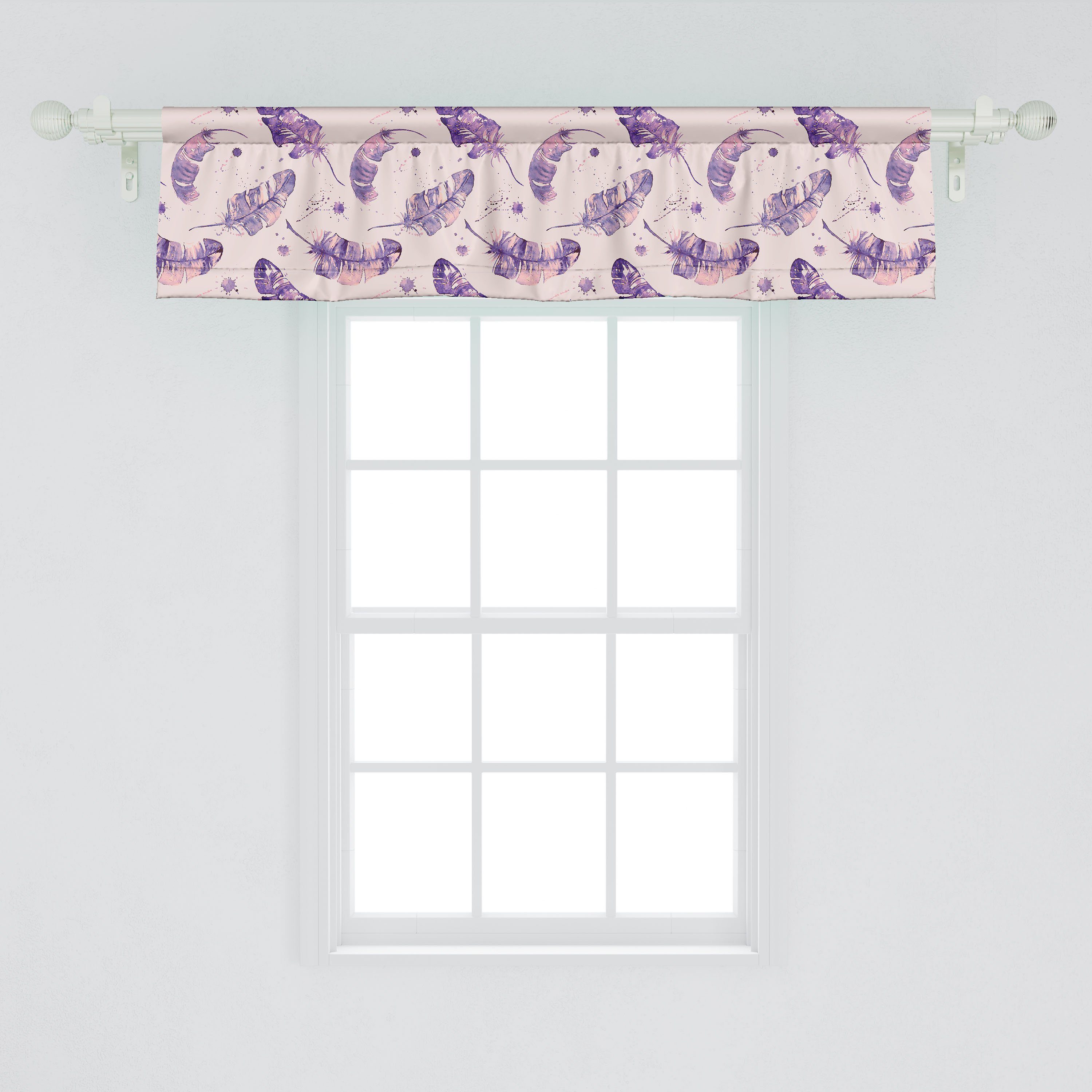 Scheibengardine Vorhang Volant für Federn mit Küche Aquarell Stangentasche, Dekor Abakuhaus, Farbe Blots Microfaser, Schlafzimmer