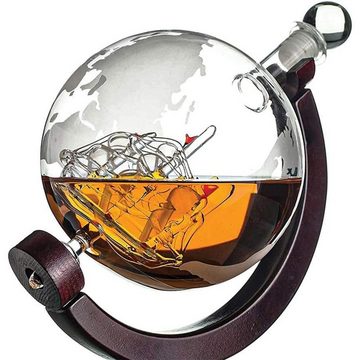 GelldG Dekanter World Globe Glasfaser-Ständer, Segelschiff, Whiskey-Dekanter