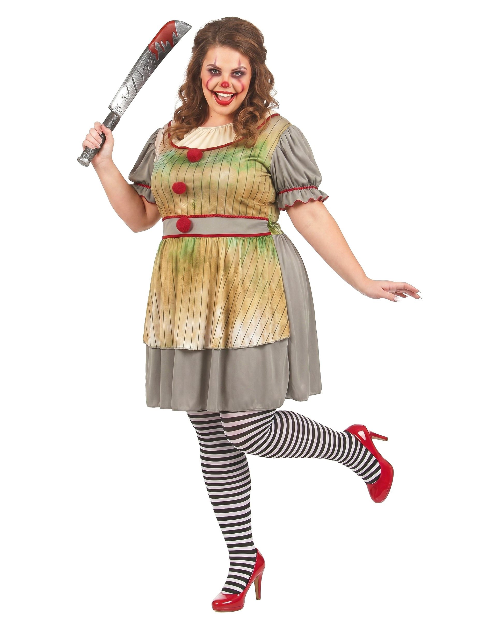 Kostüm Plus Size Horrorclown-Kostüm für Damen