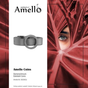 Amello Edelstahlarmband Set Amello Coin Armband silber glitzernd 21cm (Coin Armbänder, 2-tlg), Coin Armbänder ca. 21cm, passend für Armumfänge ab ca. 20cm, Edelstahl
