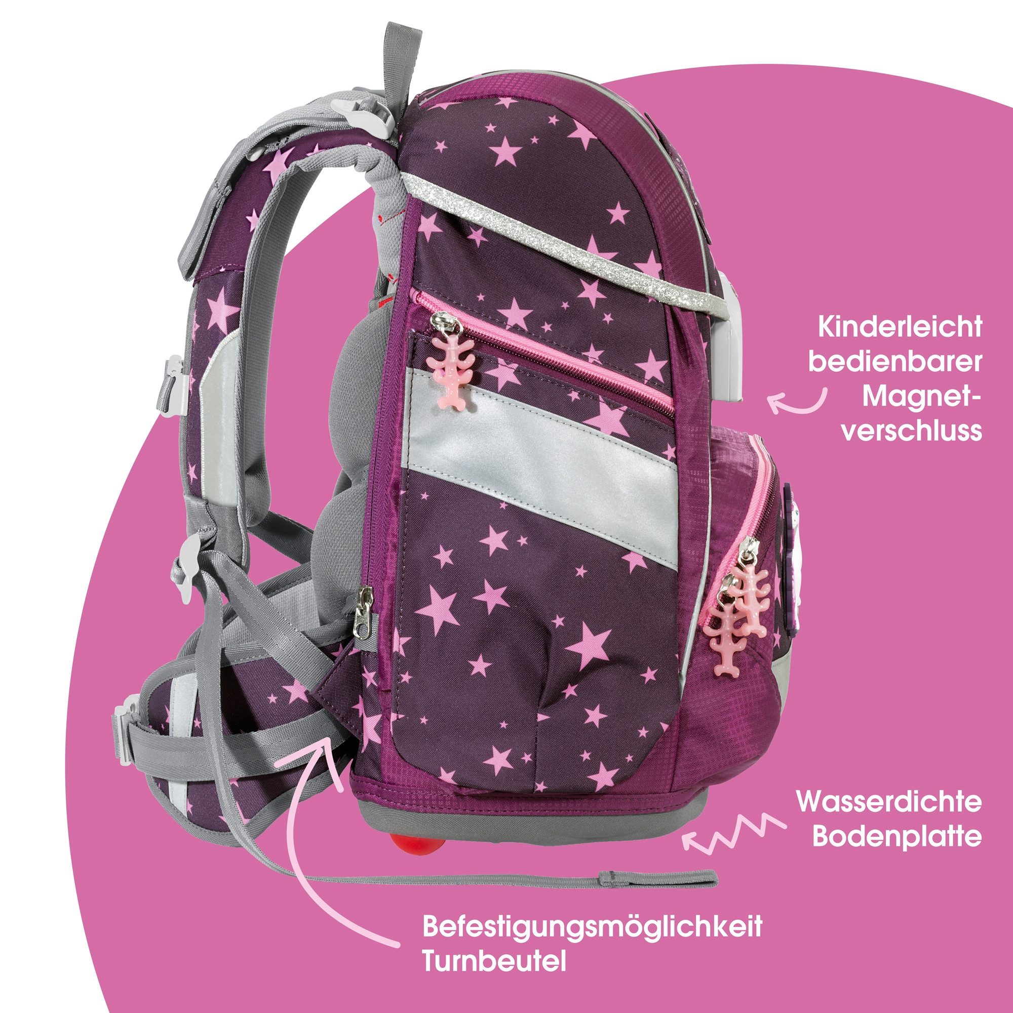 Step by Step Schulranzen 2IN1 PLUS „Unicorn Nuala“, 9-teilig, lila (6-teilig, 9-tlg)