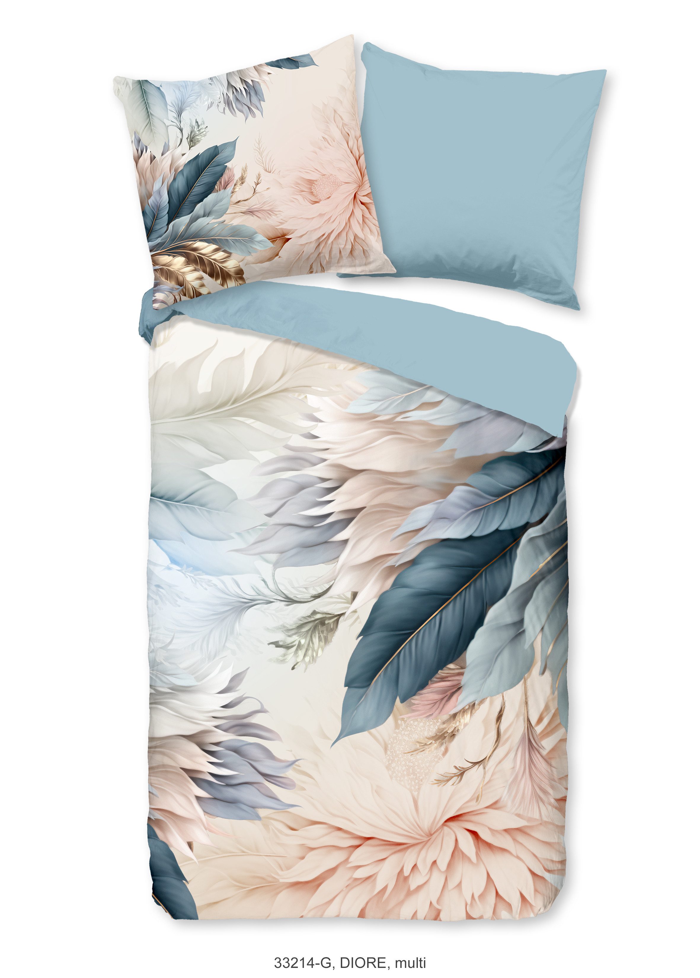 Bettwäsche Renforcé Bettwäsche 155 X 220 cm + 1- 80 X 80 cm Diore bunt feathers a