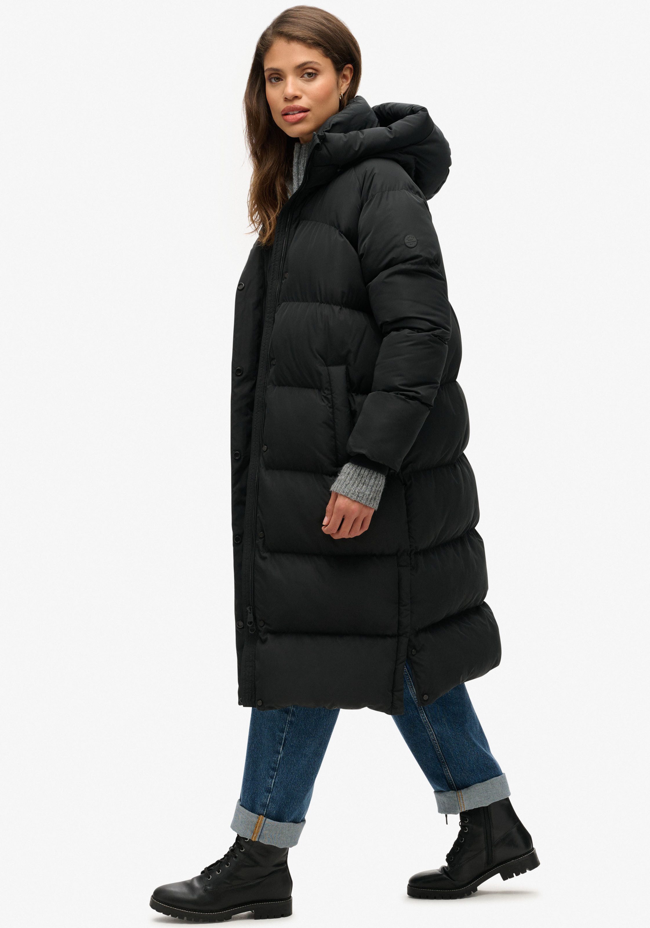 Superdry Steppjacke Longline Hooded Puffer Jacket günstig online kaufen