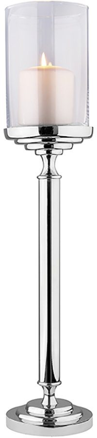 Fink Kerzenhalter FARET, Handarbeit, Metall mit Glaseinsatz, für  Stumpenkerzen, Höhe 60 cm, Eleganter Kerzenhalter mit Glas