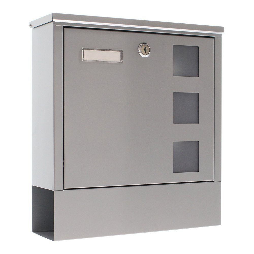 Profirst Wandbriefkasten Profirst Mail PM 820 Briefkasten Silber, Zeitungsrolle