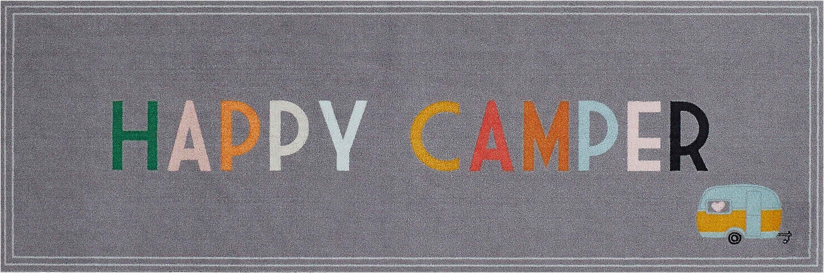 Läufer Camping Happy Camper, my home, rechteckig, Höhe: 8,5 mm,  Teppichläufer, mit Schriftzug, Motiv Wohnwagen, ideal für den Camper