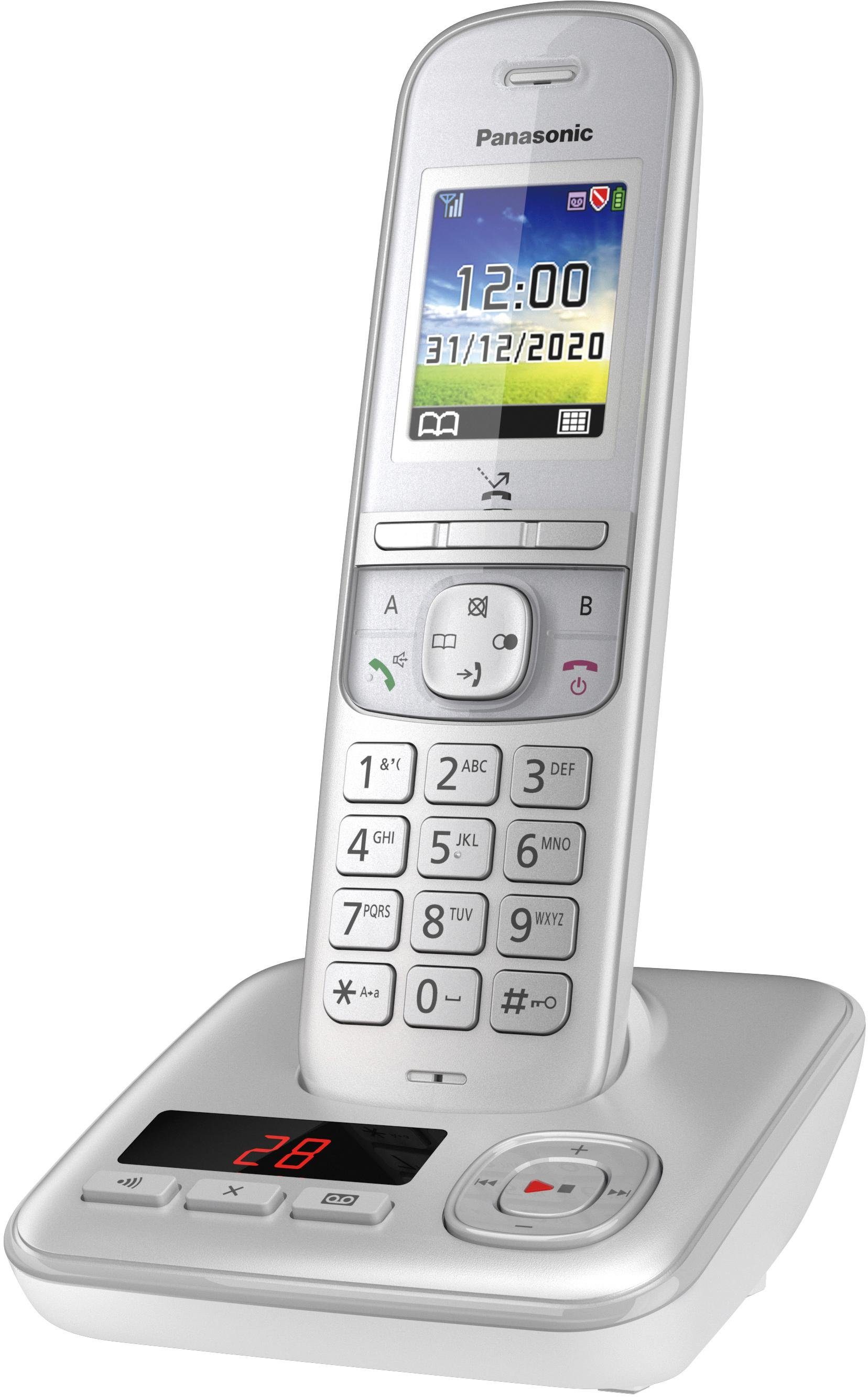 DECT-Telefon Duo mit 2, Schnurloses Anrufbeantworter) Panasonic (Mobilteile: perlsilber KX-TGH722