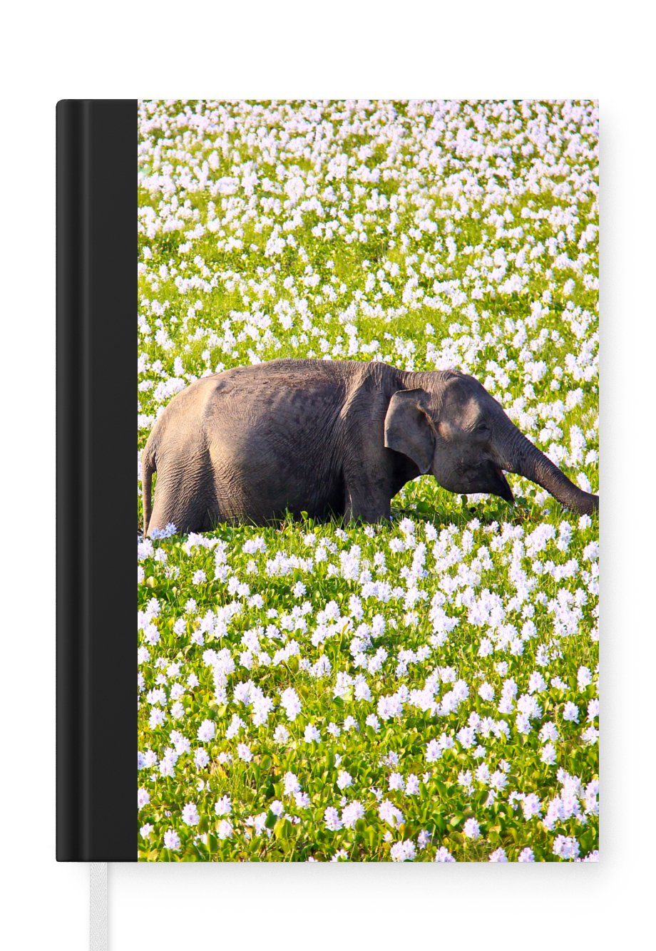 MuchoWow Notizbuch Elefant - Wasser - Pflanzen - Grün - Natur - Tiere, Journal, Merkzettel, Tagebuch, Notizheft, A5, 98 Seiten, Haushaltsbuch
