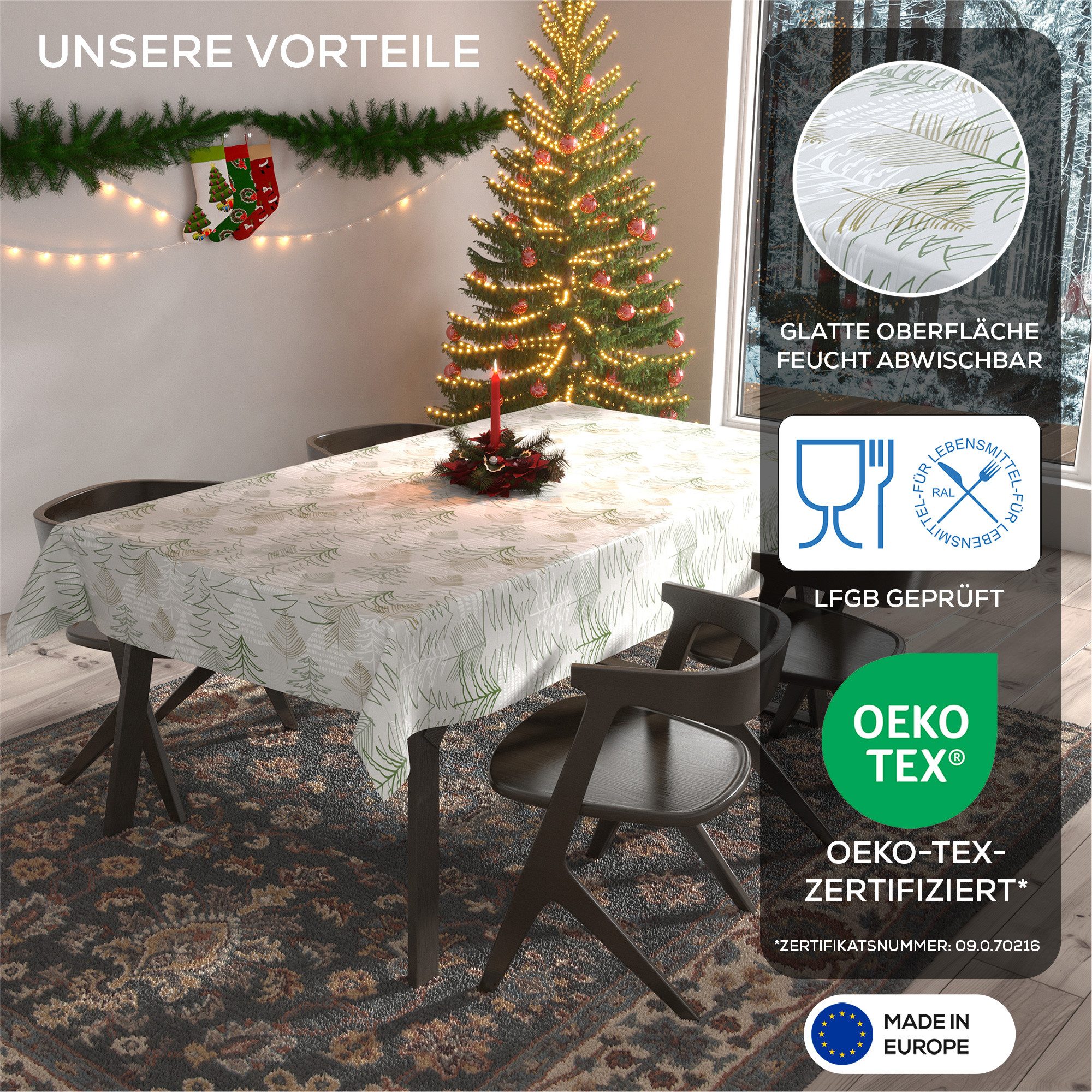 Beautex Tischdecke Wachstuchtischdecke abwischbar Tischdecke RUND ECKIG, We günstig online kaufen