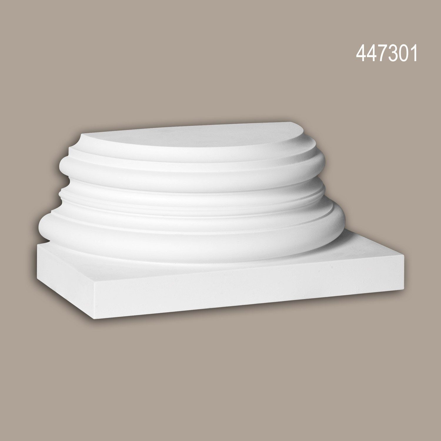 Profhome Wanddekoobjekt 447301 (Halbsäulen Sockel, 1 St., Fassadenstuck, Säule, Zierelement, Außenstuck), weiß, vorgrundiert, für Fassadendekoration, Stil: Korinthisch