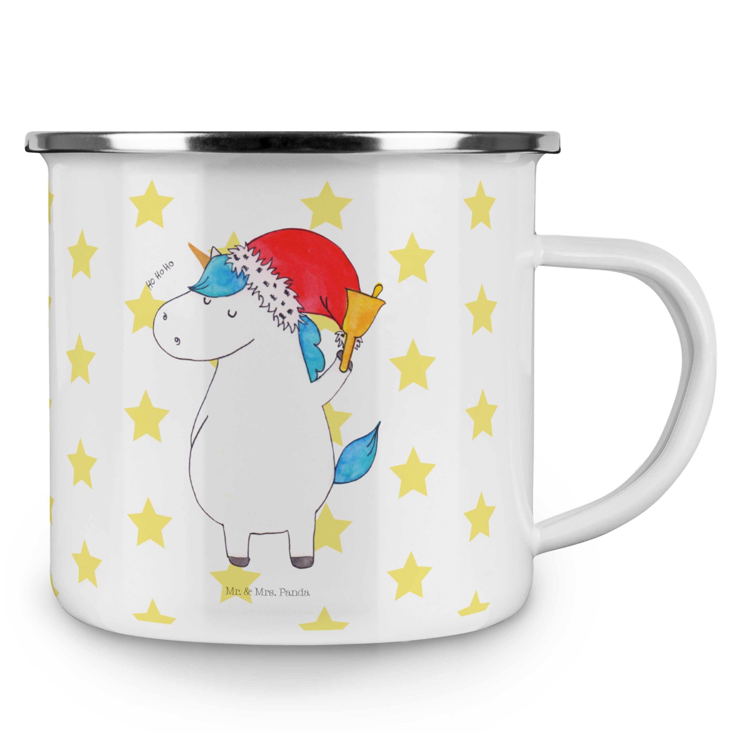 Panda Becher Einhorn Kaffee Geschenk, Emaille - Feenstaub, Weihnachtsmann Weiß & Mrs. Mr. Blechtass, -