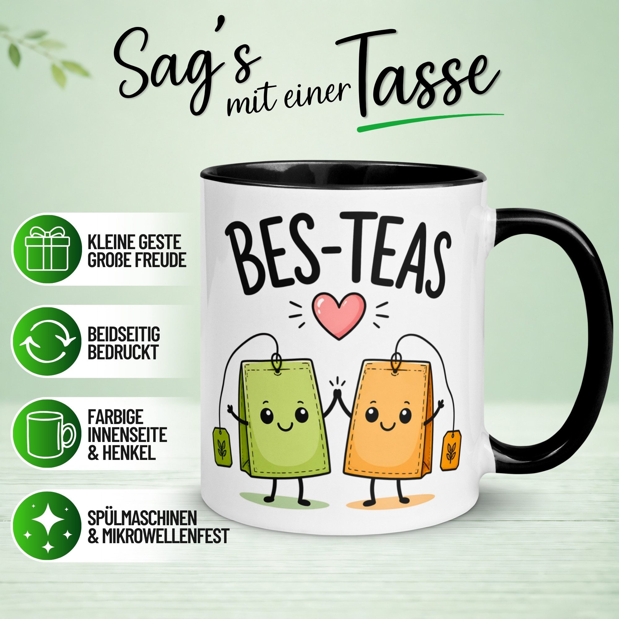 Momentals Tasse Freundschaft – Bes-Teas – Geschenk Besties Beste Freundin Freund, Gratis Versand · Links-&Rechtshänder · Spülmaschinenfest