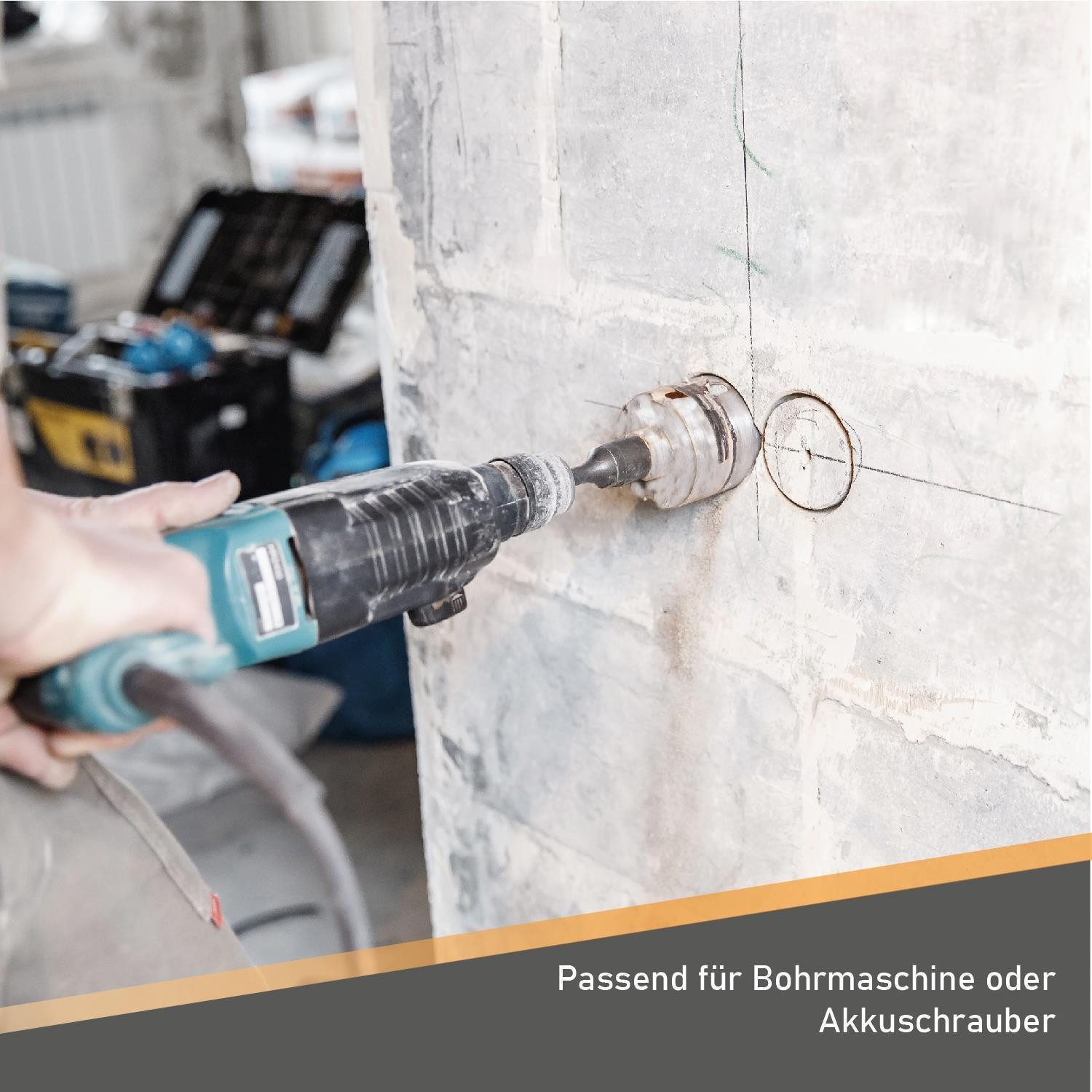 BTEC Diamanttrockenbohrer Diamant Bohrkrone 180mm Ø 52mm SDS + Adapter kurz mit Zentrierbohrer, Ø 52 mm – Bild 5 von 5
