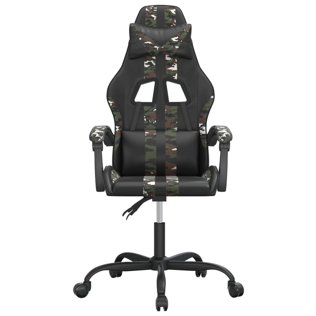 furnicato Gaming-Stuhl Schwarz Tarnfarben 57,5 x 59,5 x (121-131) cm (1 St), Bürostuhl mit Kopf- und Lendenkissen sowie höhenverstellbarem Sitz