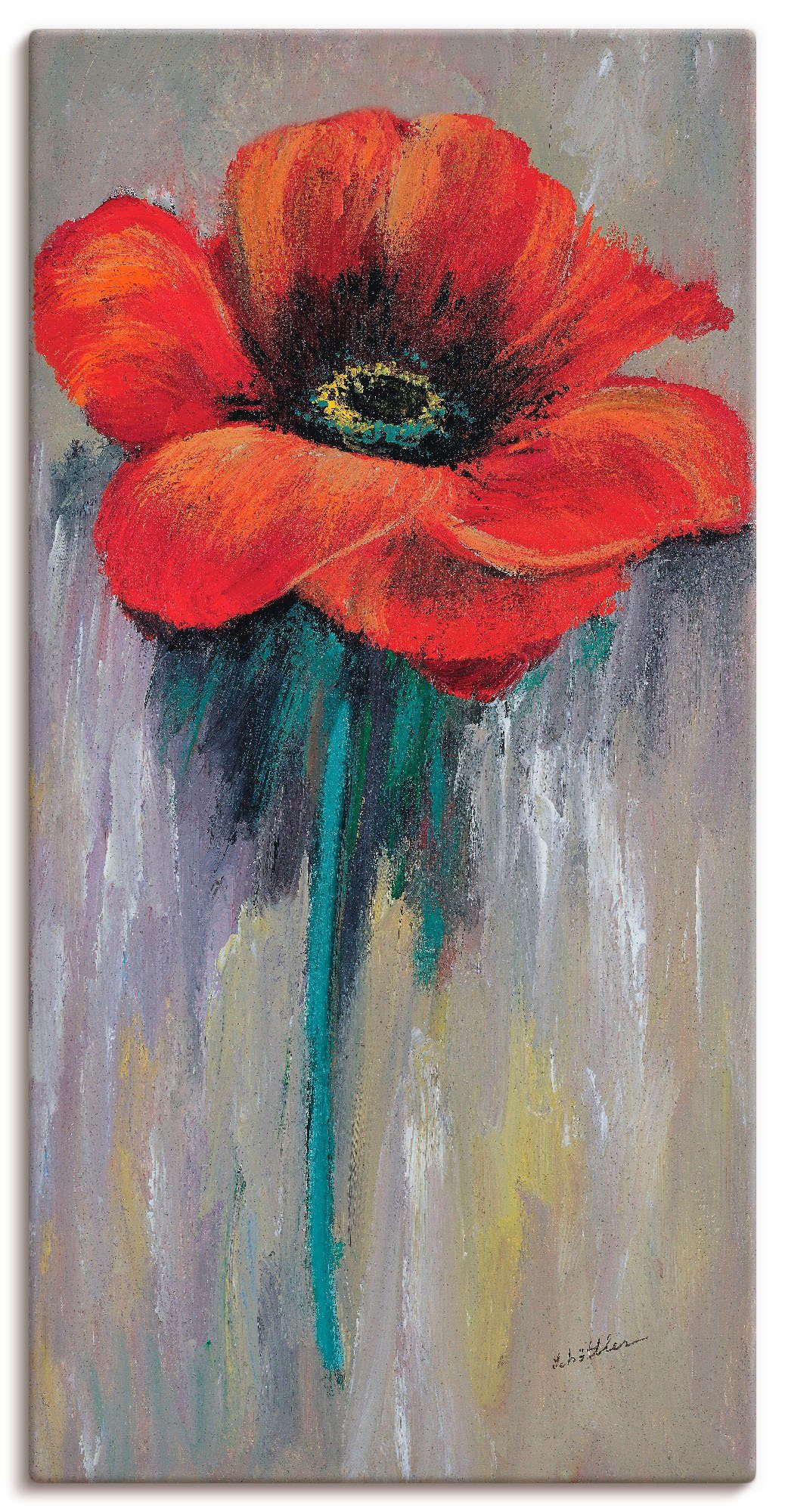 Artland Leinwandbild Roter Mohn II, Blumen (1 St), auf Holzrahmen gespannt
