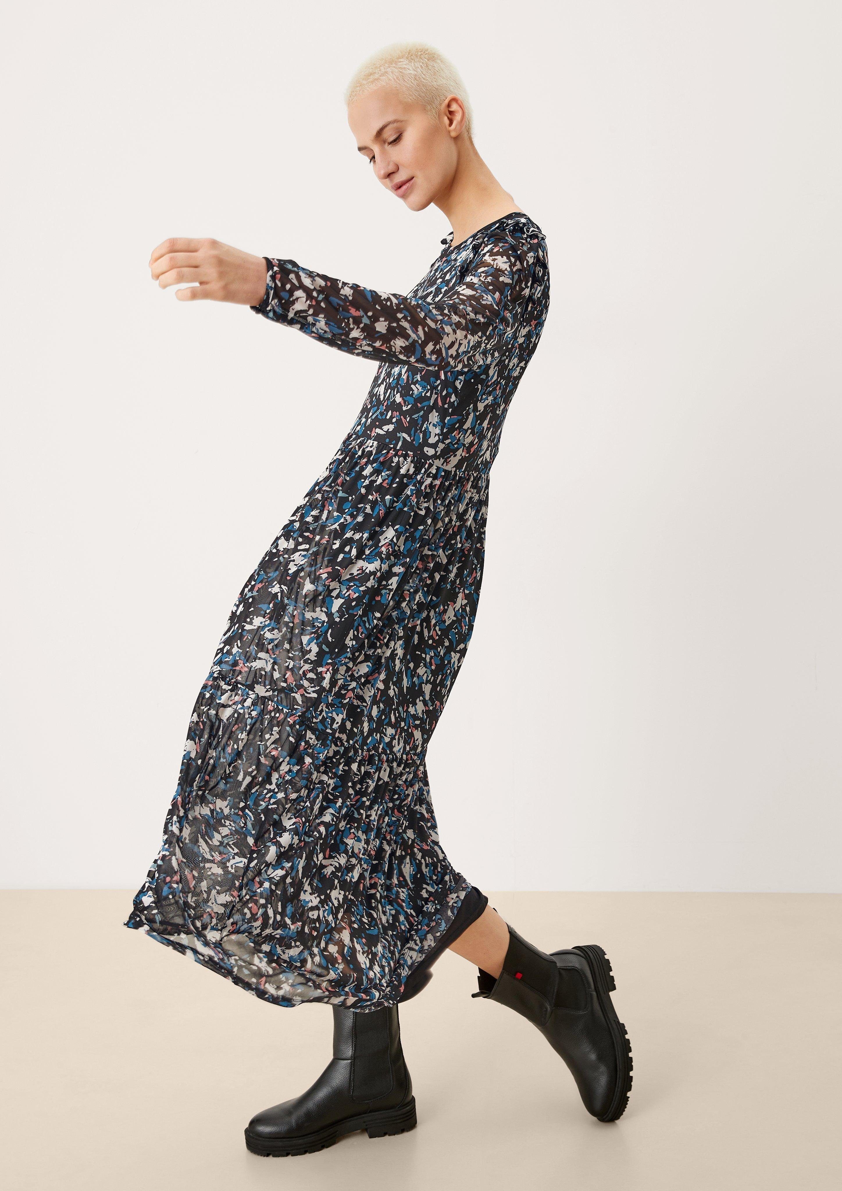 Maxikleid Meshkleid mit Allover-Print